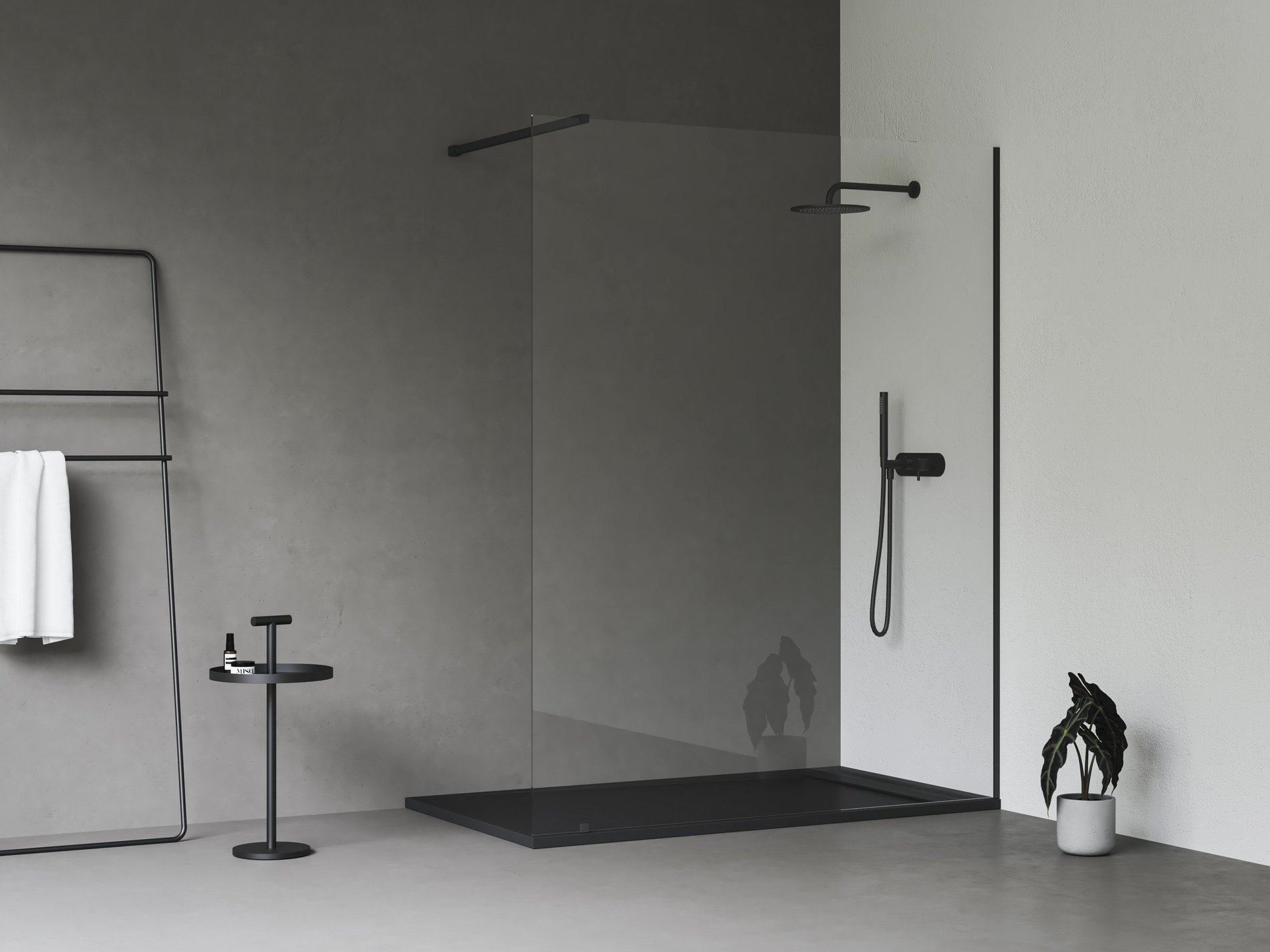 Ravak Walk-In Wall Szett 140, zuhanykabin fekete transparent – Walk-in zuhanykabinok