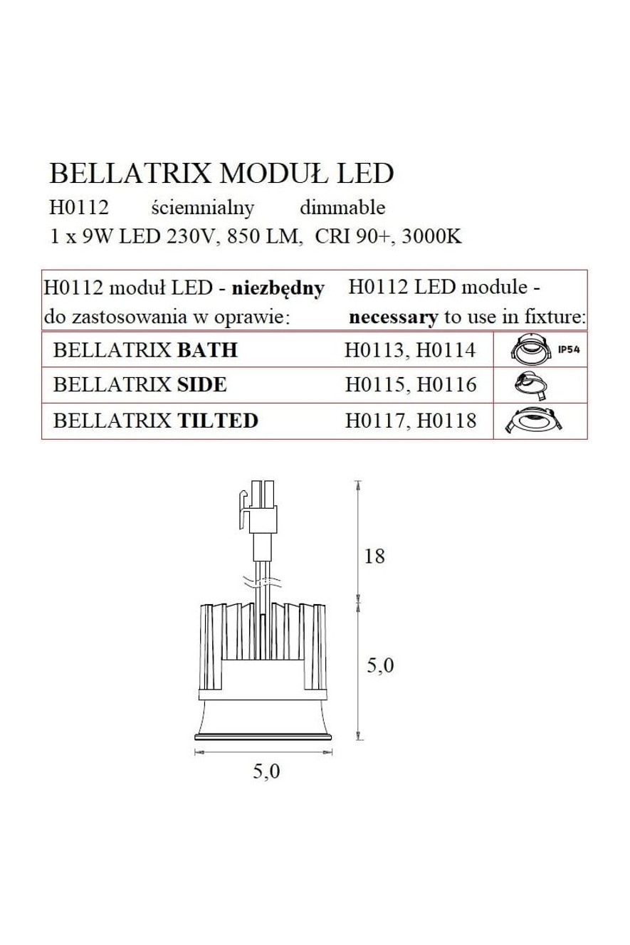 Bellatrix dimmable light module for Bellatrix recessed lamps