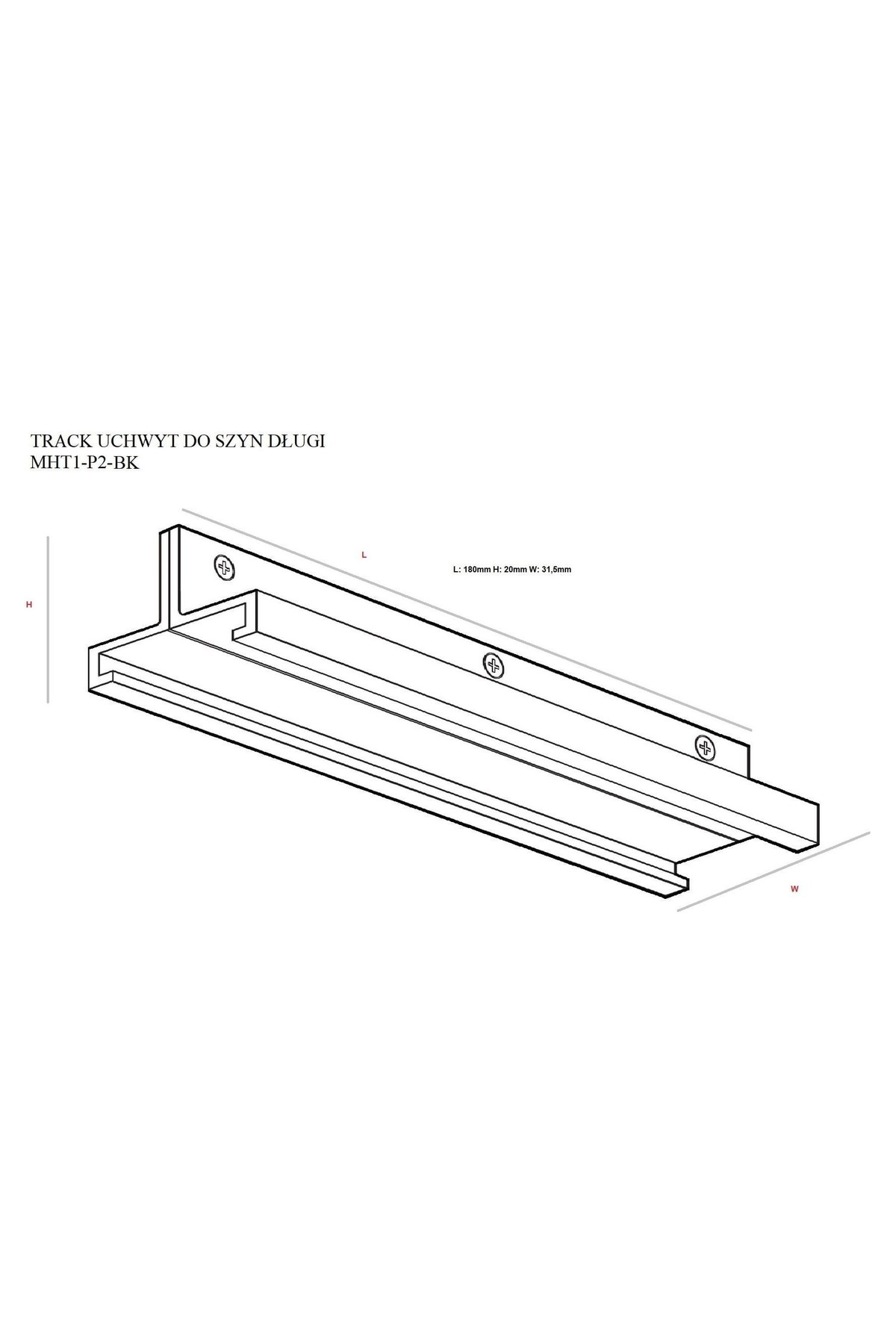 MHT1P2Bk Track bracket, long