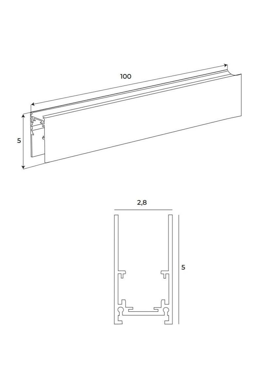 Magnetic Highprofile surfacemounted track 1m