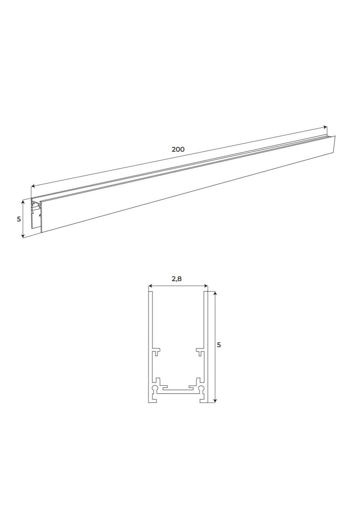 Magnetic Highprofile surfacemounted track 2m