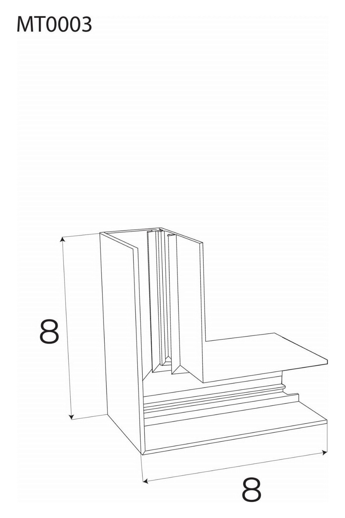 Magnetic 90° corner for highprofile surface track MT0001/MT0002