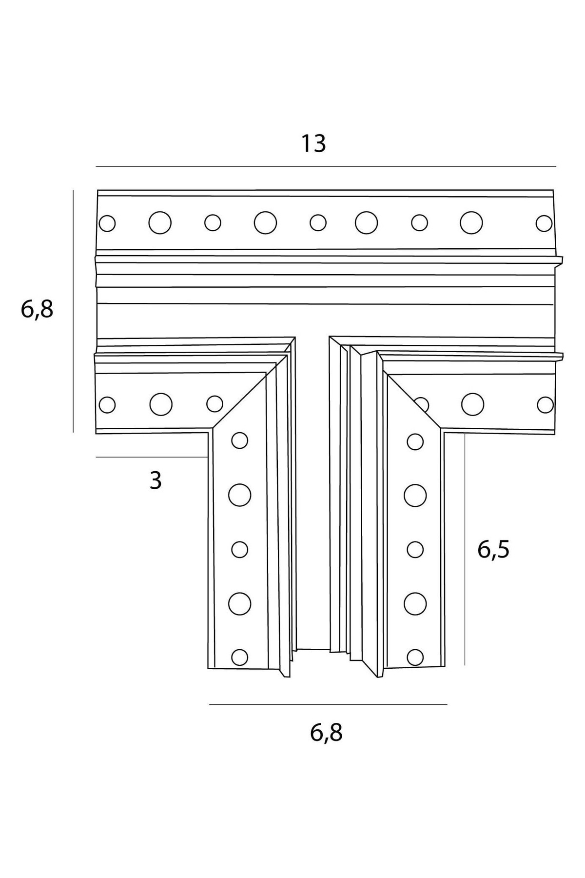 Magnetic Tjunction recessed track for MT0006/MT0007