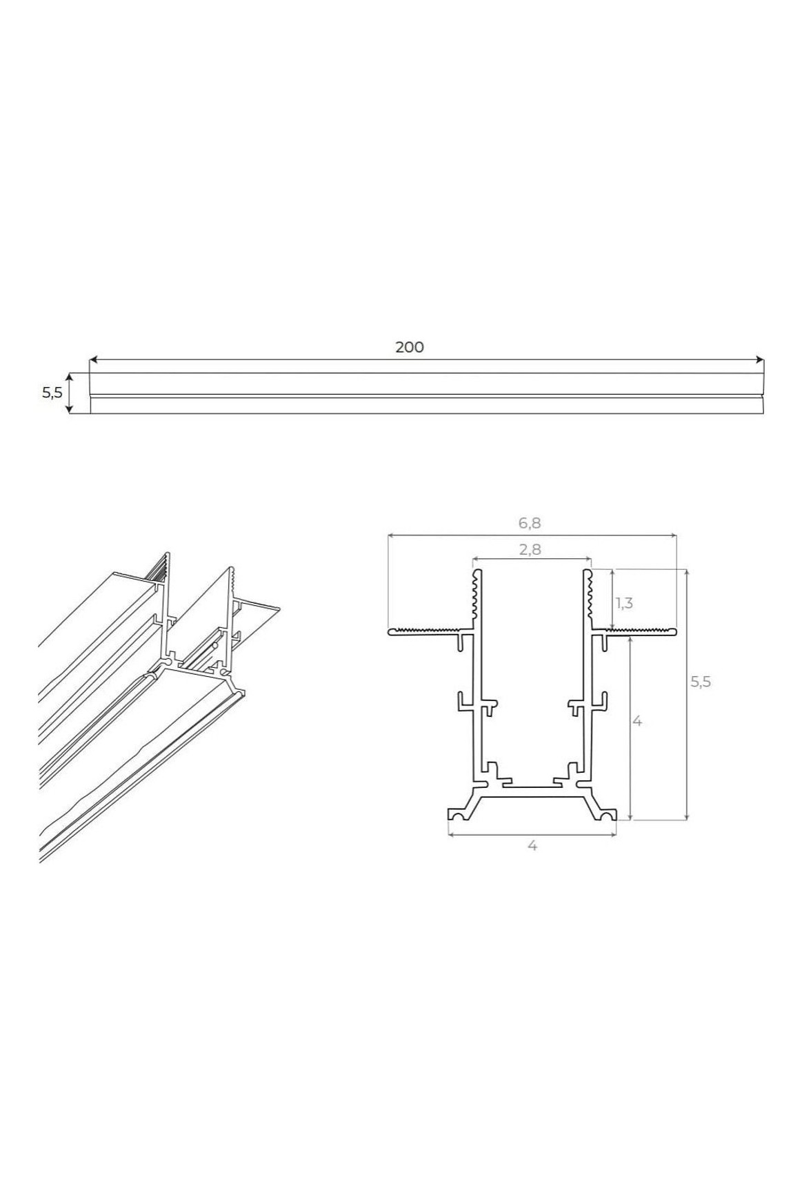 Magnetic Recessed track 2m