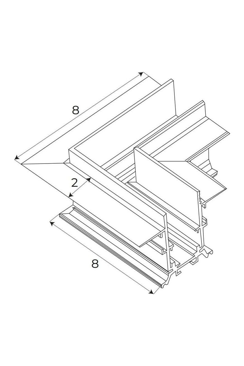 Magnetic 90° recessed track corner for MT0023/MT0024