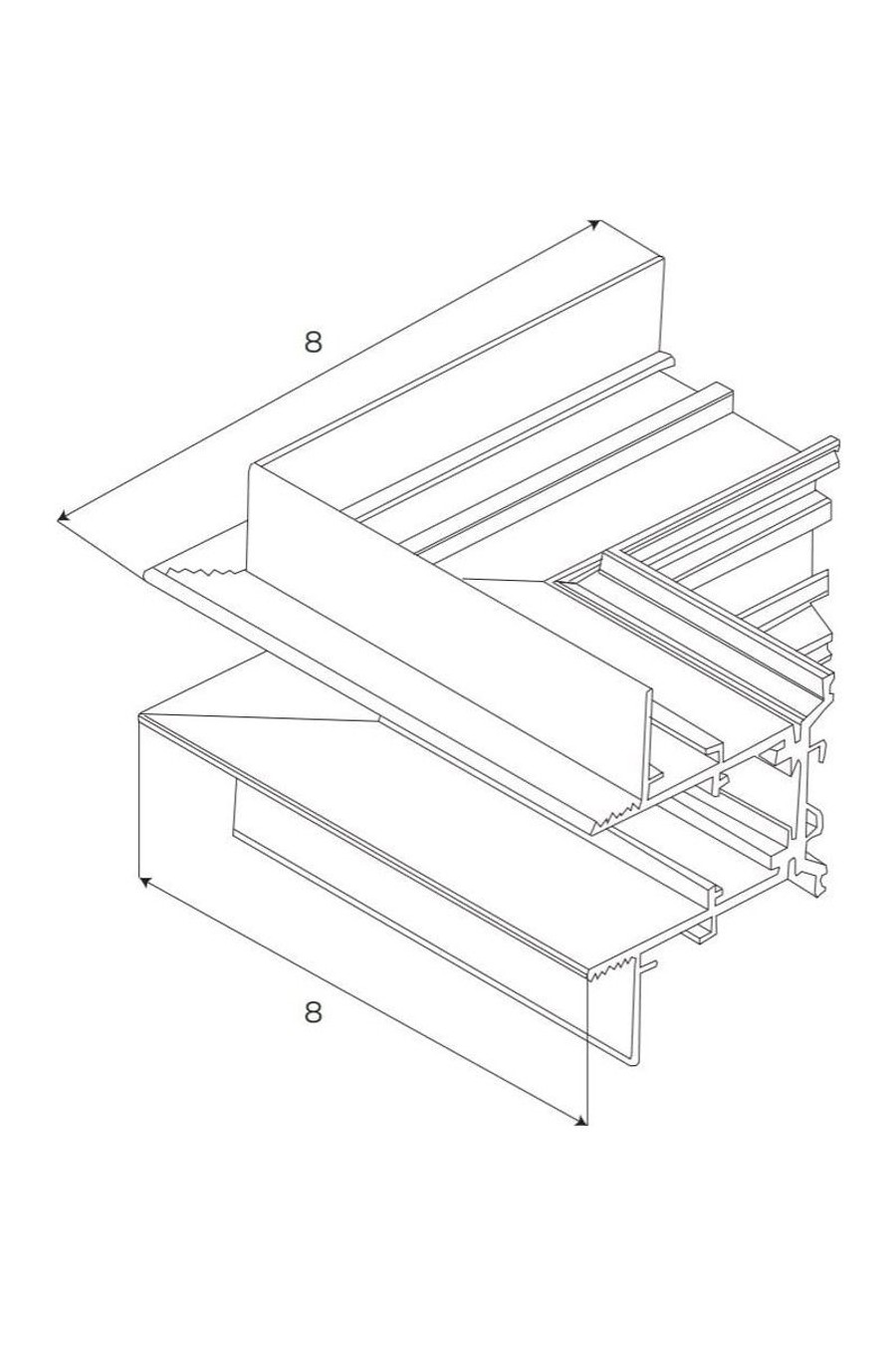 Magnetic Offset corner for recessed track MT0023/MT0024