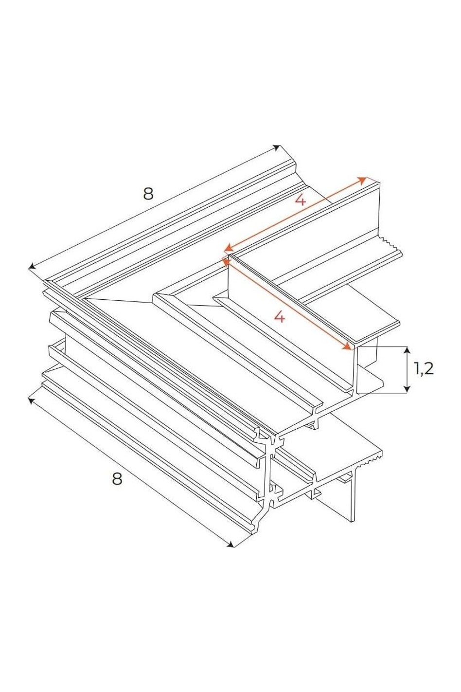 Magnetic Magnetic Wallceiling corner for recessed track MT0023/MT0024