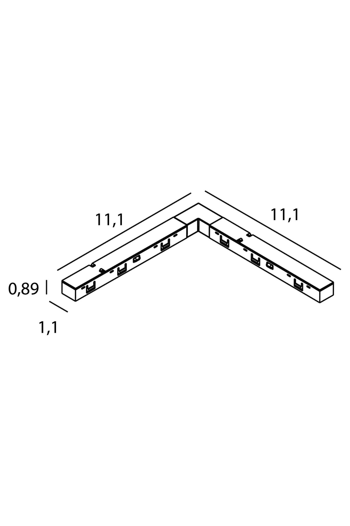 Recessed corner bracket, 90° angle