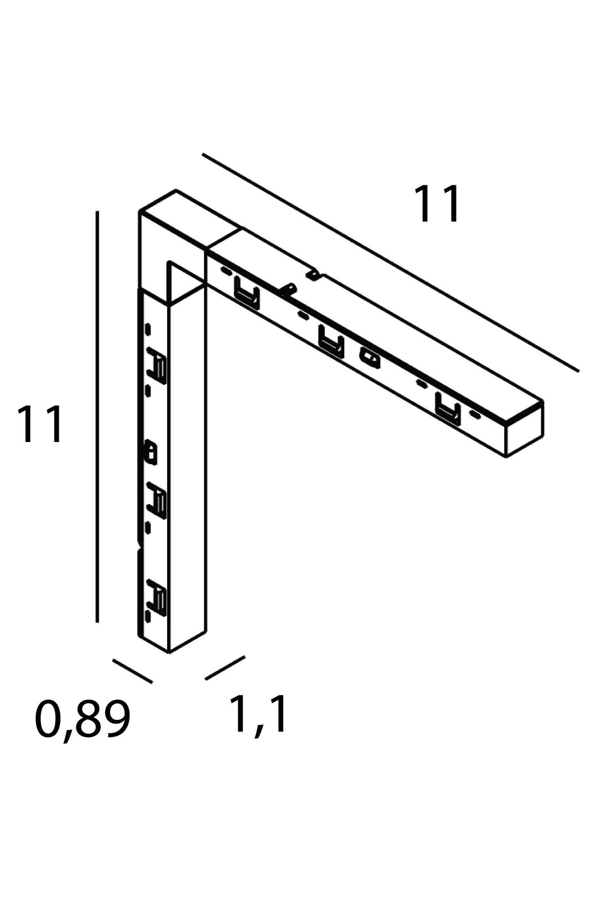 Micro11 Electrical connector, internal side angle