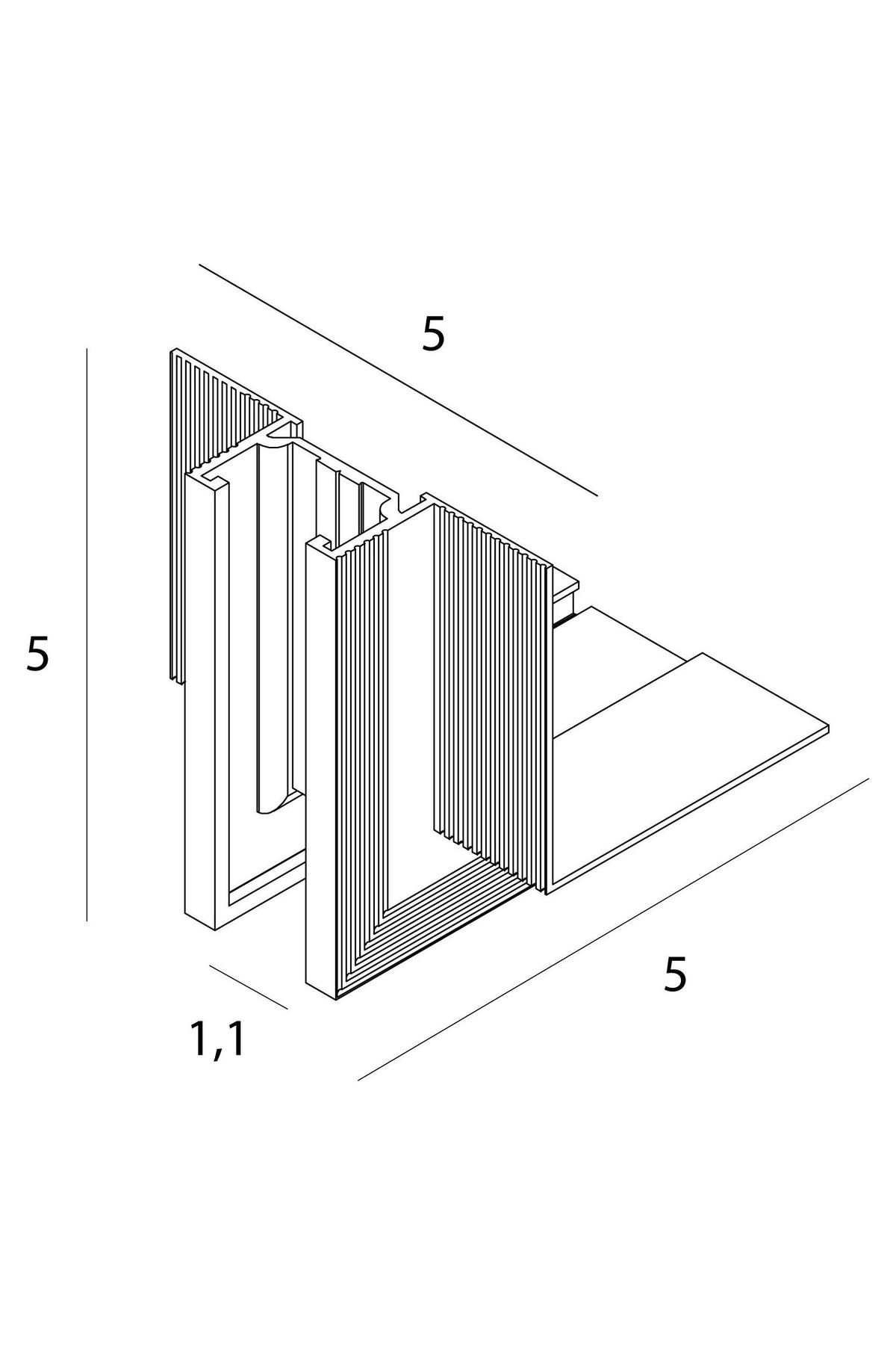 Micro11 Recessed corner bracket, external side angle