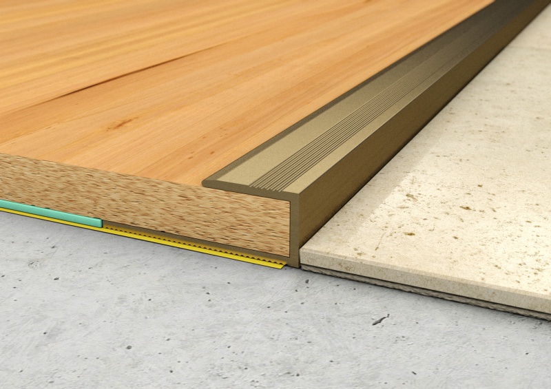 ProfiFloor PF7 lezáró/ indító padlóprofil, bronz – Burkolatváltó