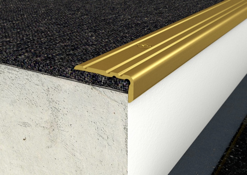 ProfiFloor PF9 csavaros lépcsőprofil, arany – Burkolatváltó