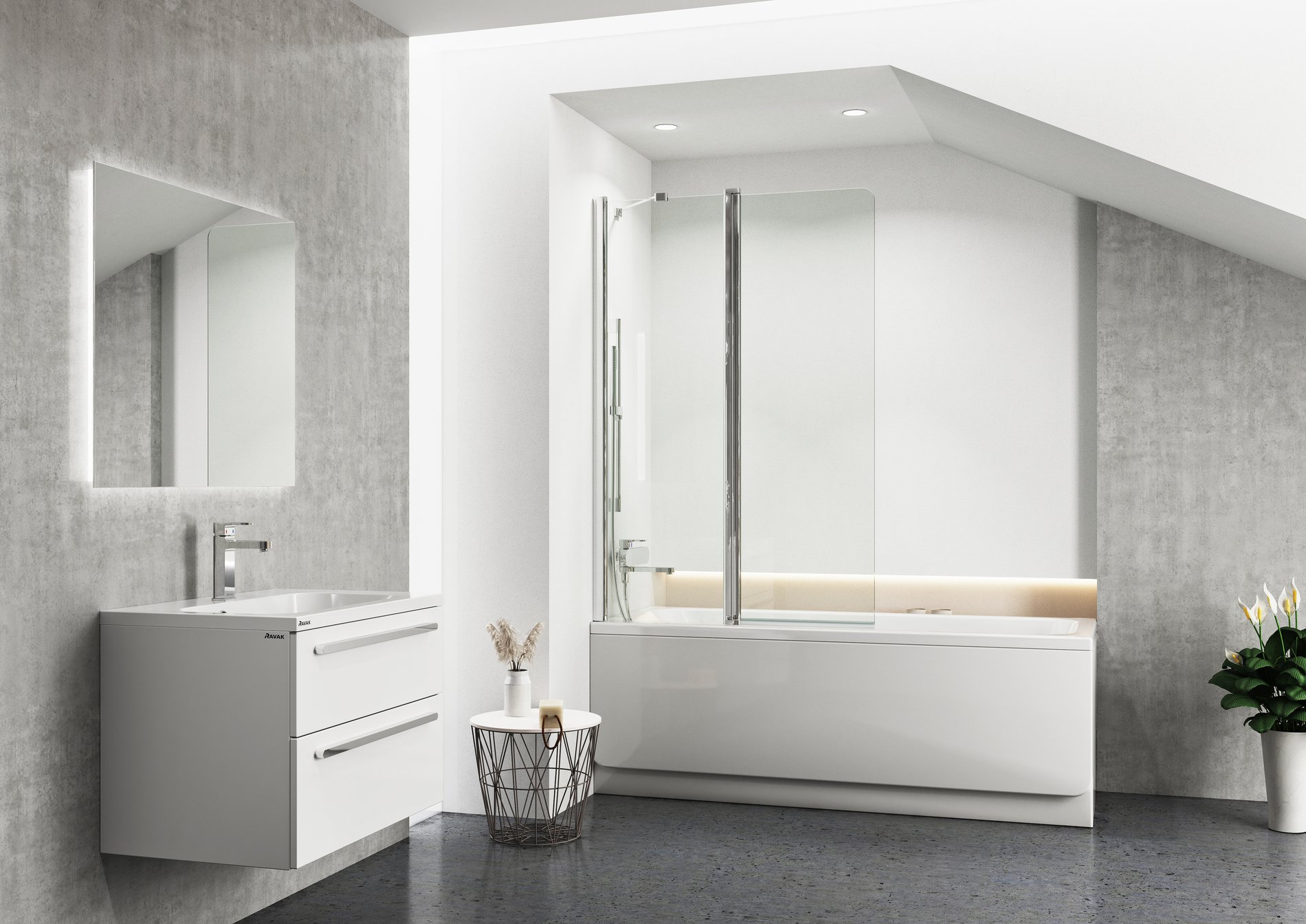 Ravak Oblong 80x70 fürdőszobai tükör világítással