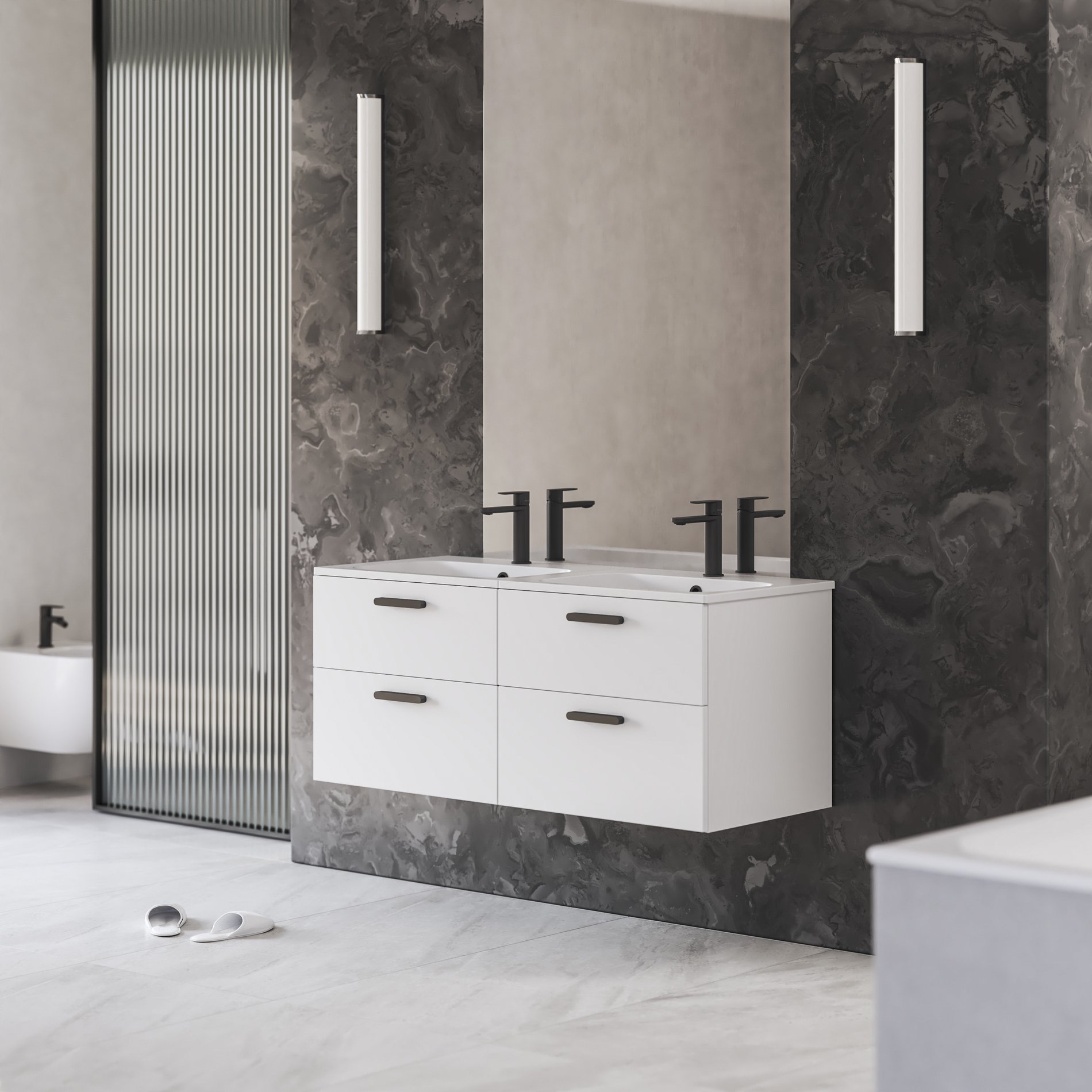 Ravak Chrome SD II 60 fehér, fekete fogantyúval 152 mm – Mosdó alatti szekrények