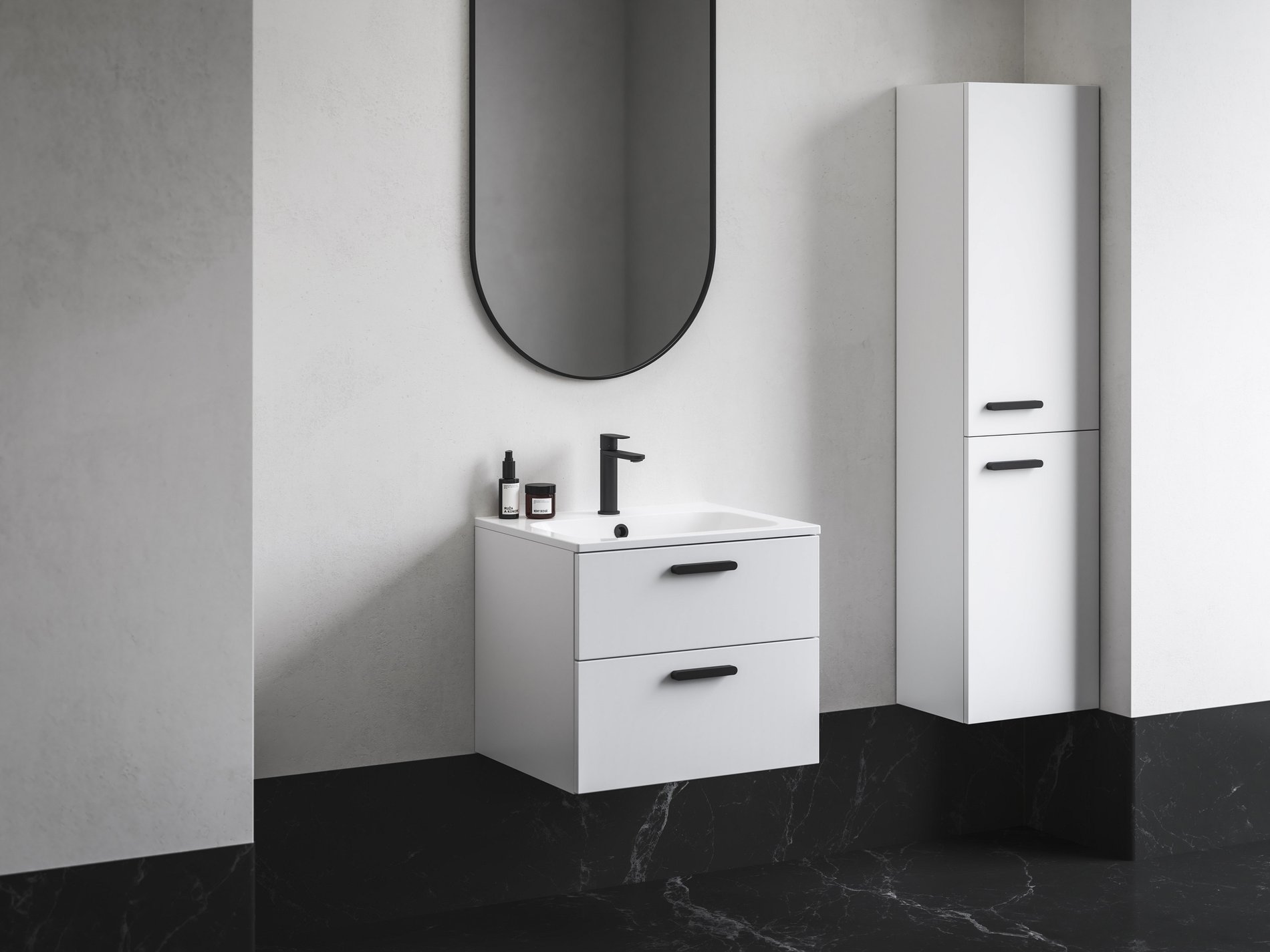 Ravak Chrome II SD 70 fehér, fekete fogantyúval 152 mm – Mosdó alatti szekrények