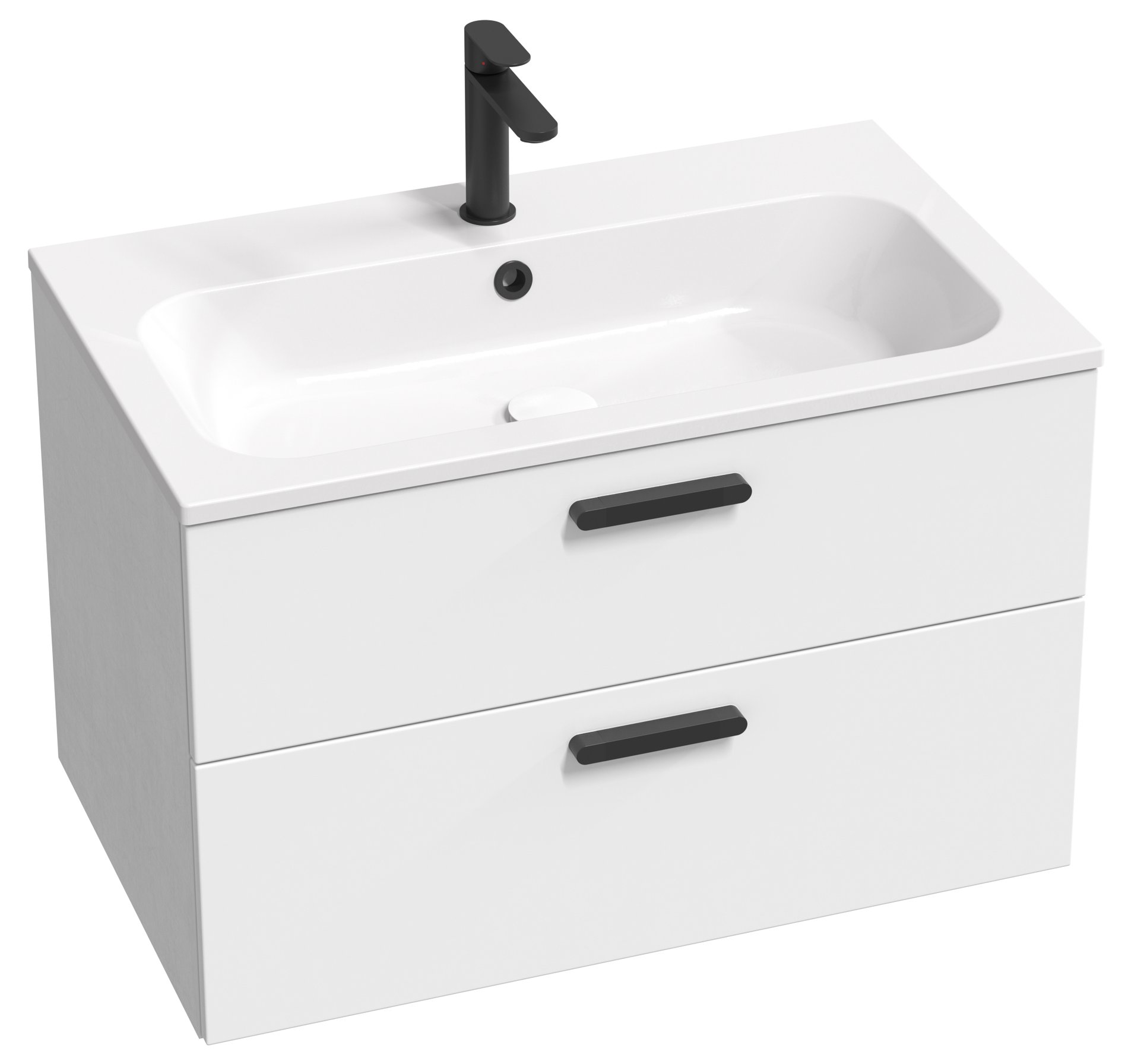 Ravak Chrome II SD 80 fehér, fekete fogantyúval 152 mm – Mosdó alatti szekrények
