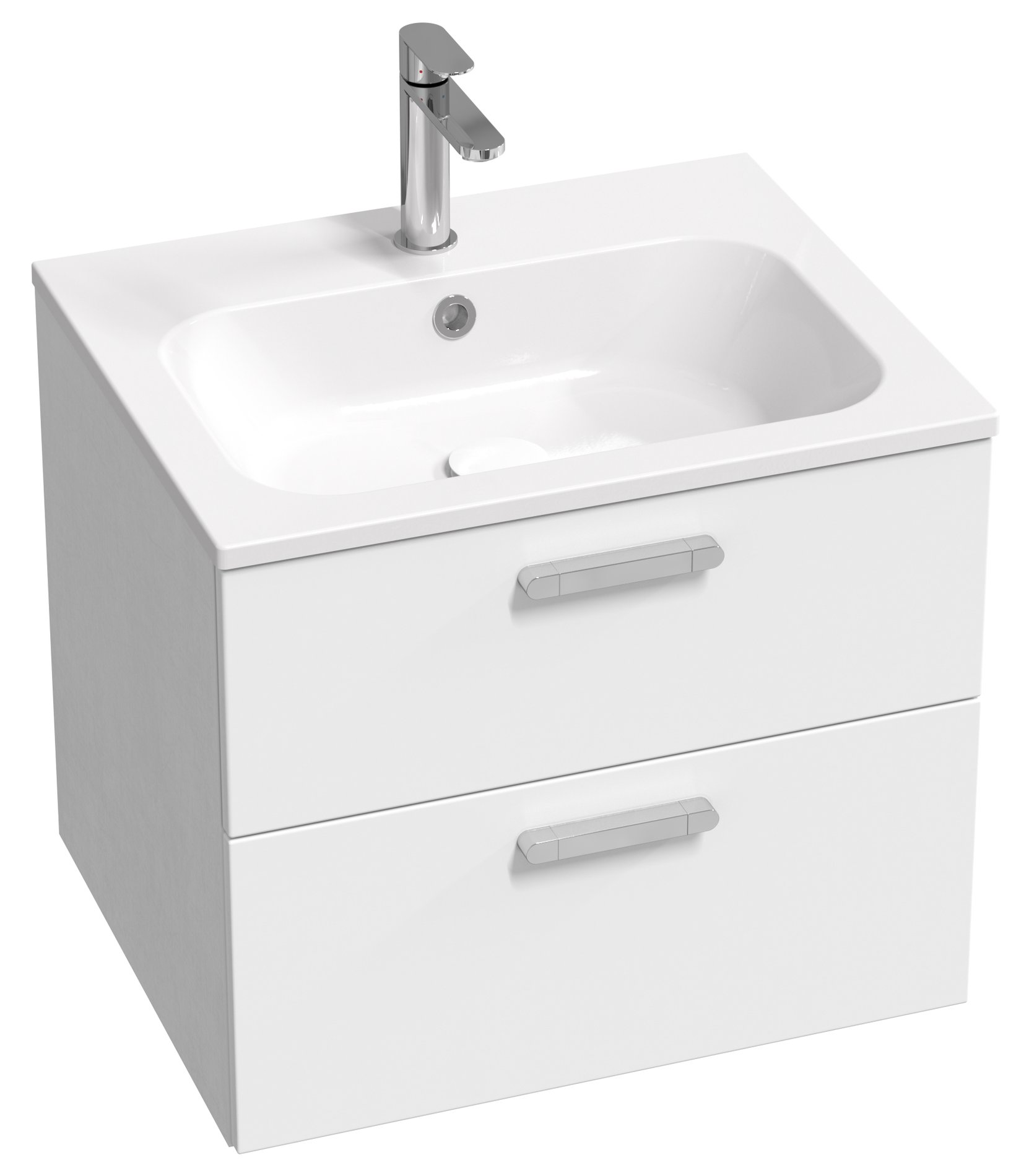Ravak Chrome SD II 60 fehér, króm fogantyúval 152 mm – Mosdó alatti szekrények