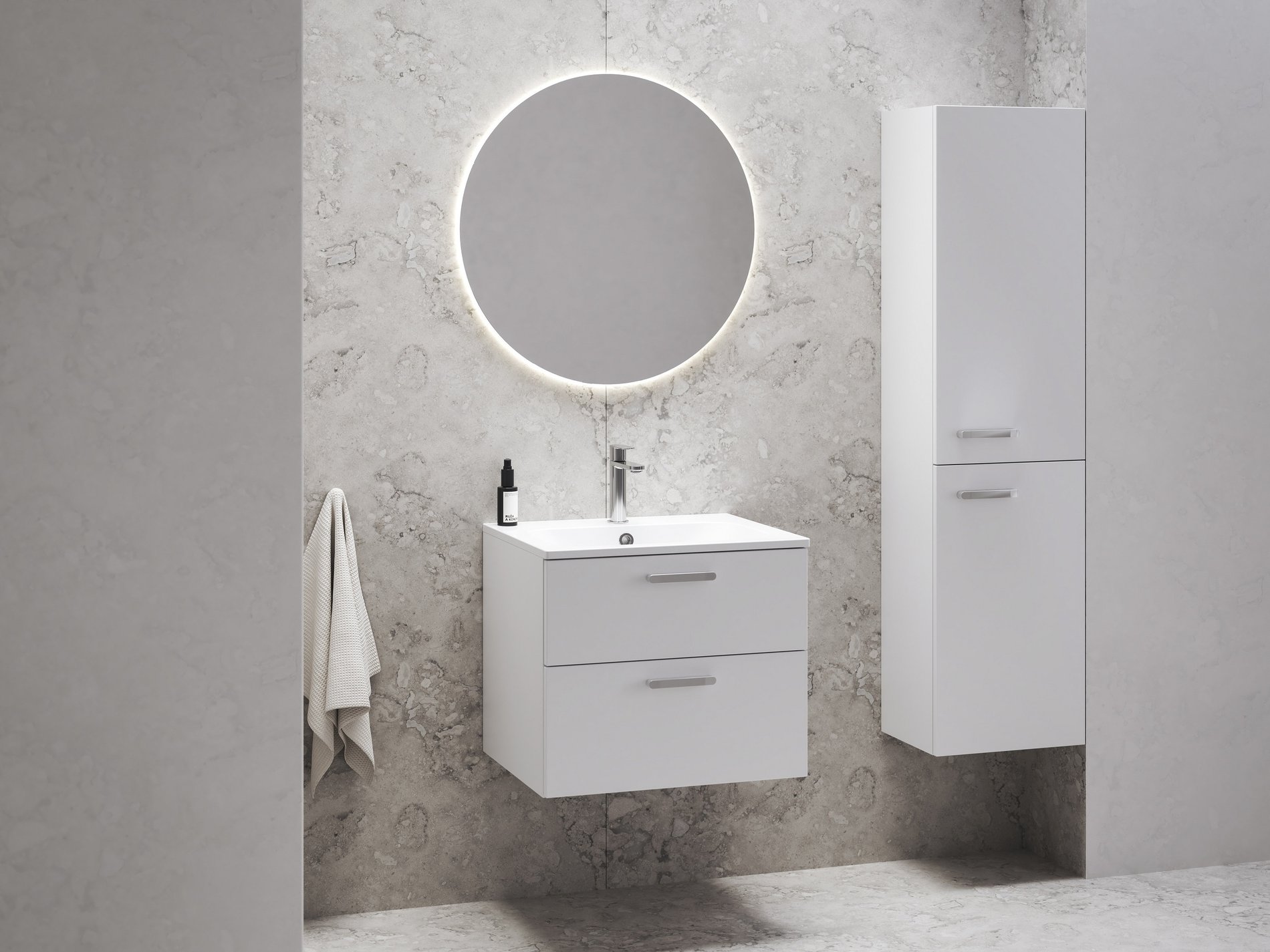 Ravak Chrome II SD 80 fehér, króm fogantyúval 152 mm – Mosdó alatti szekrények