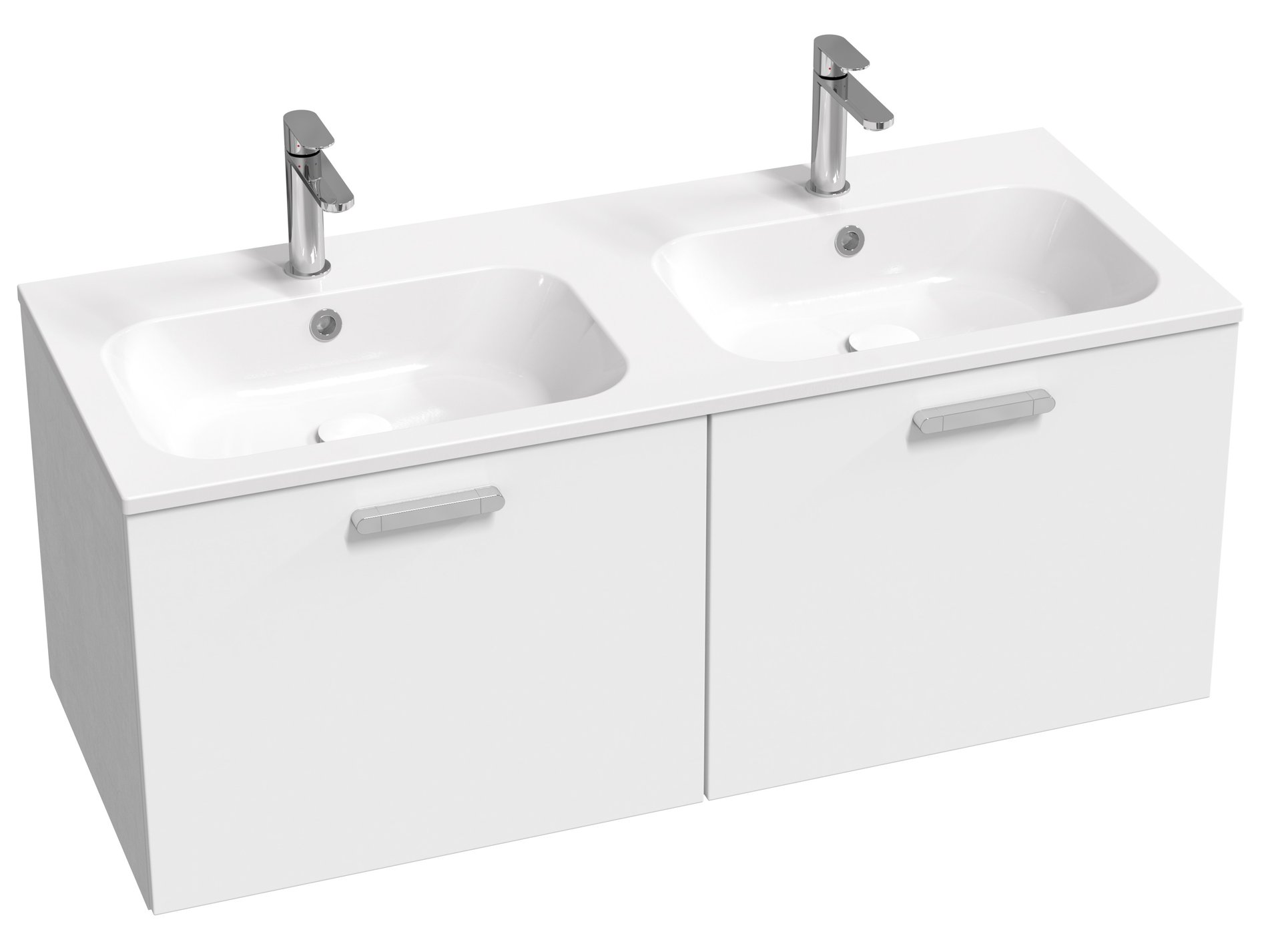 Ravak Chrome II SD 120 fehér, króm fogantyúval 152 mm – Mosdó alatti szekrények