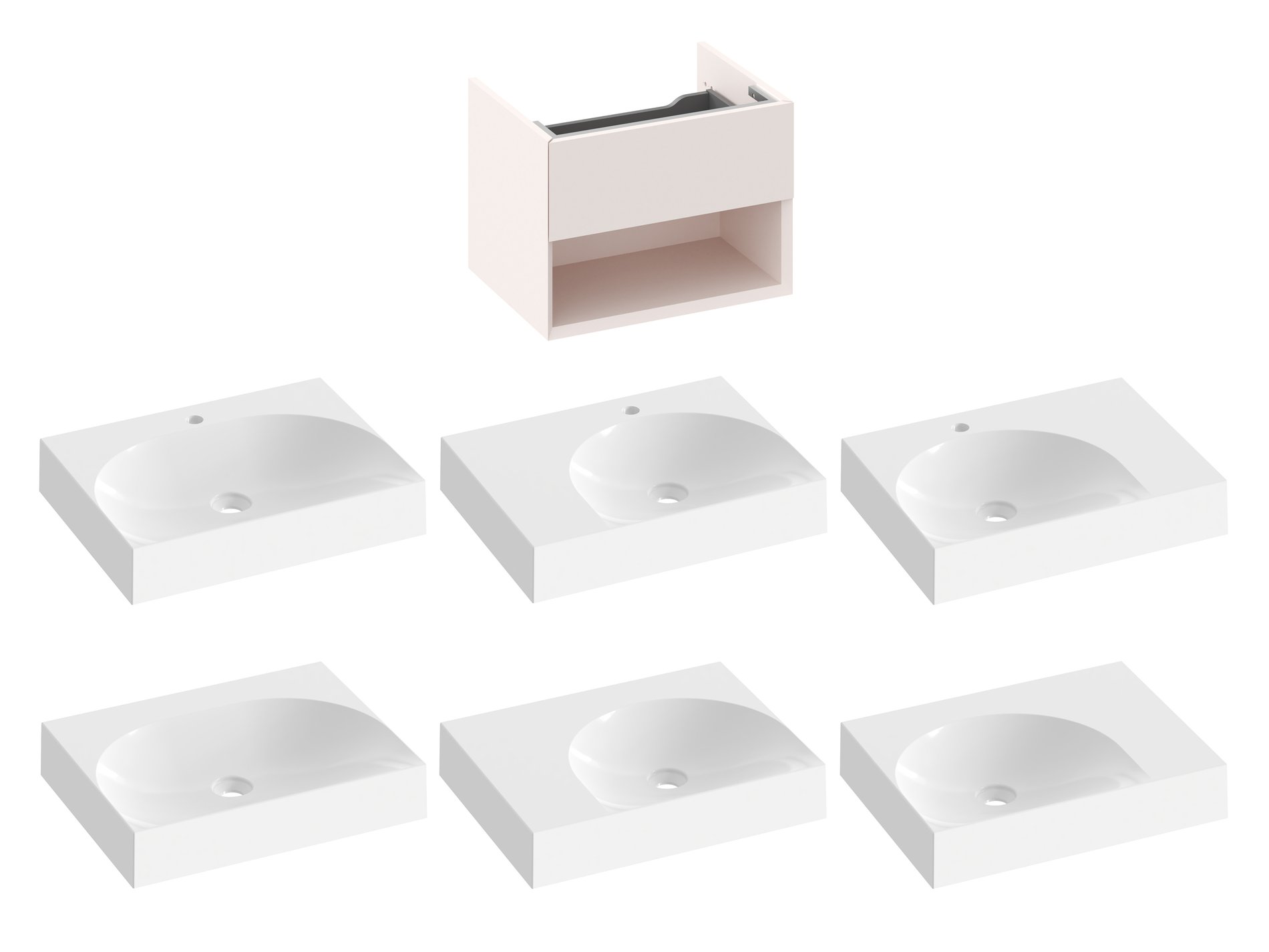 Ravak SD Lite 60 fürdőszobai szekrény mosdó alá Alabaster Pink – Rózsaszín, Mosdó alatti szekrények