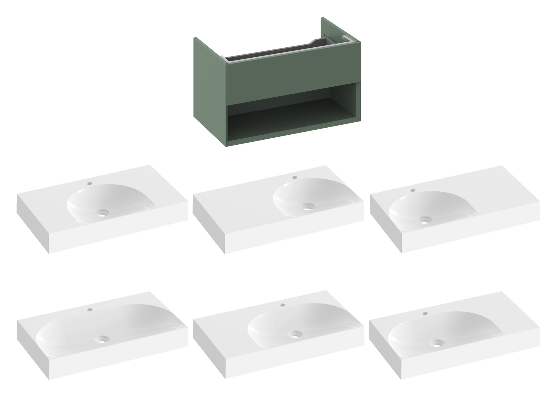 Ravak SD Lite 80 fürdőszobai szekrény mosdó alá Grey Green – Zöld, Mosdó alatti szekrények
