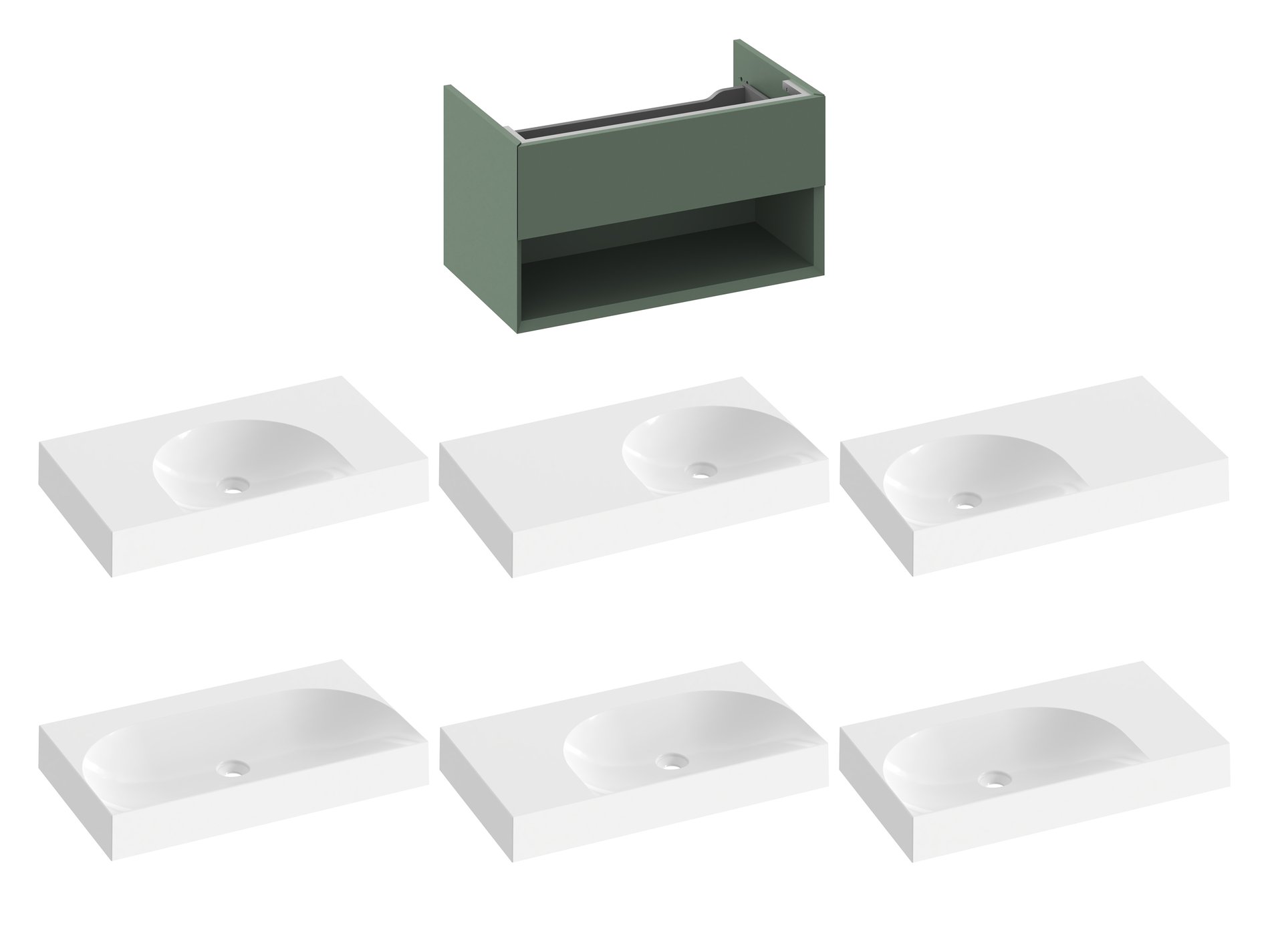 Ravak SD Lite 80 fürdőszobai szekrény mosdó alá Grey Green – Zöld, Mosdó alatti szekrények