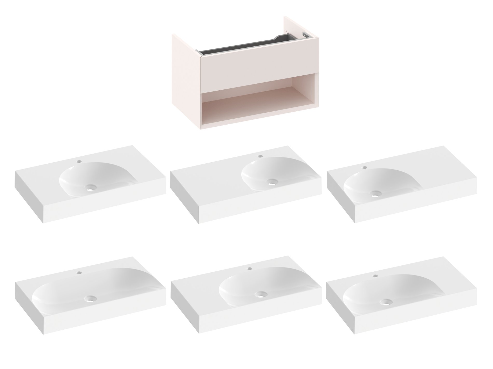 Ravak SD Lite 80 fürdőszobai szekrény mosdó alá Alabaster Pink – Rózsaszín, Mosdó alatti szekrények