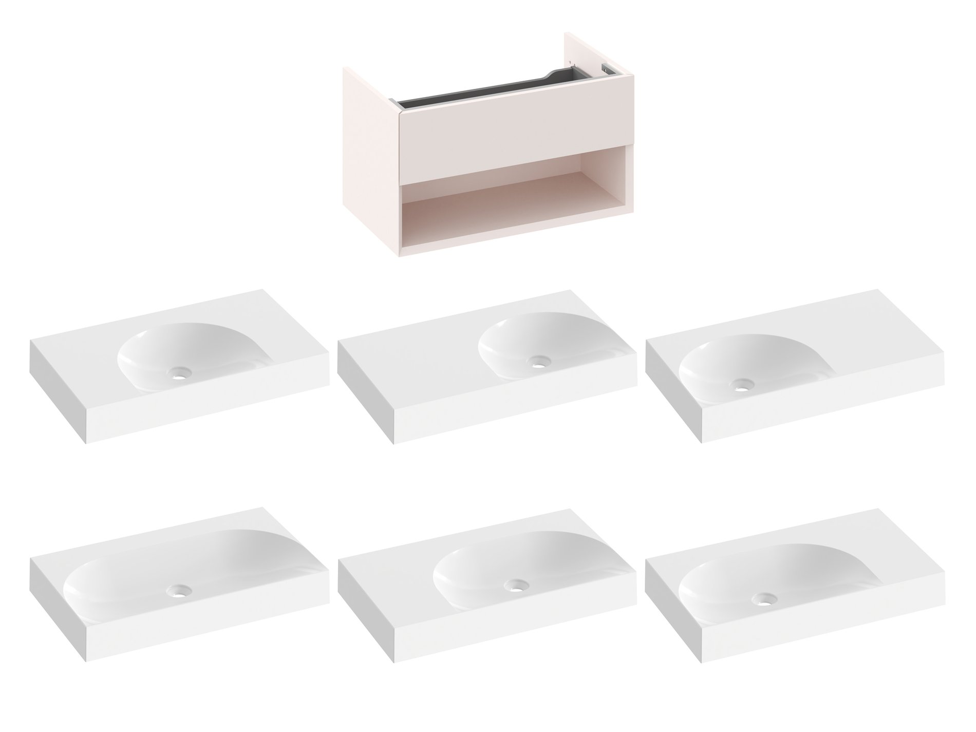 Ravak SD Lite 80 fürdőszobai szekrény mosdó alá Alabaster Pink – Rózsaszín, Mosdó alatti szekrények