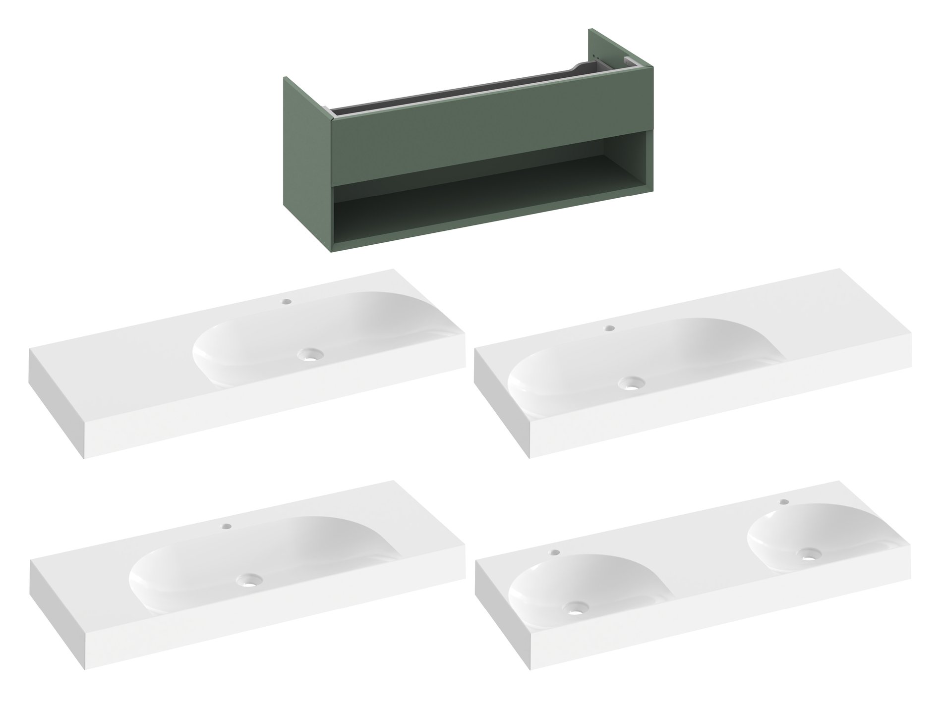 Ravak SD Lite 120 fürdőszobai szekrény mosdó alá Grey Green – Zöld, Mosdó alatti szekrények
