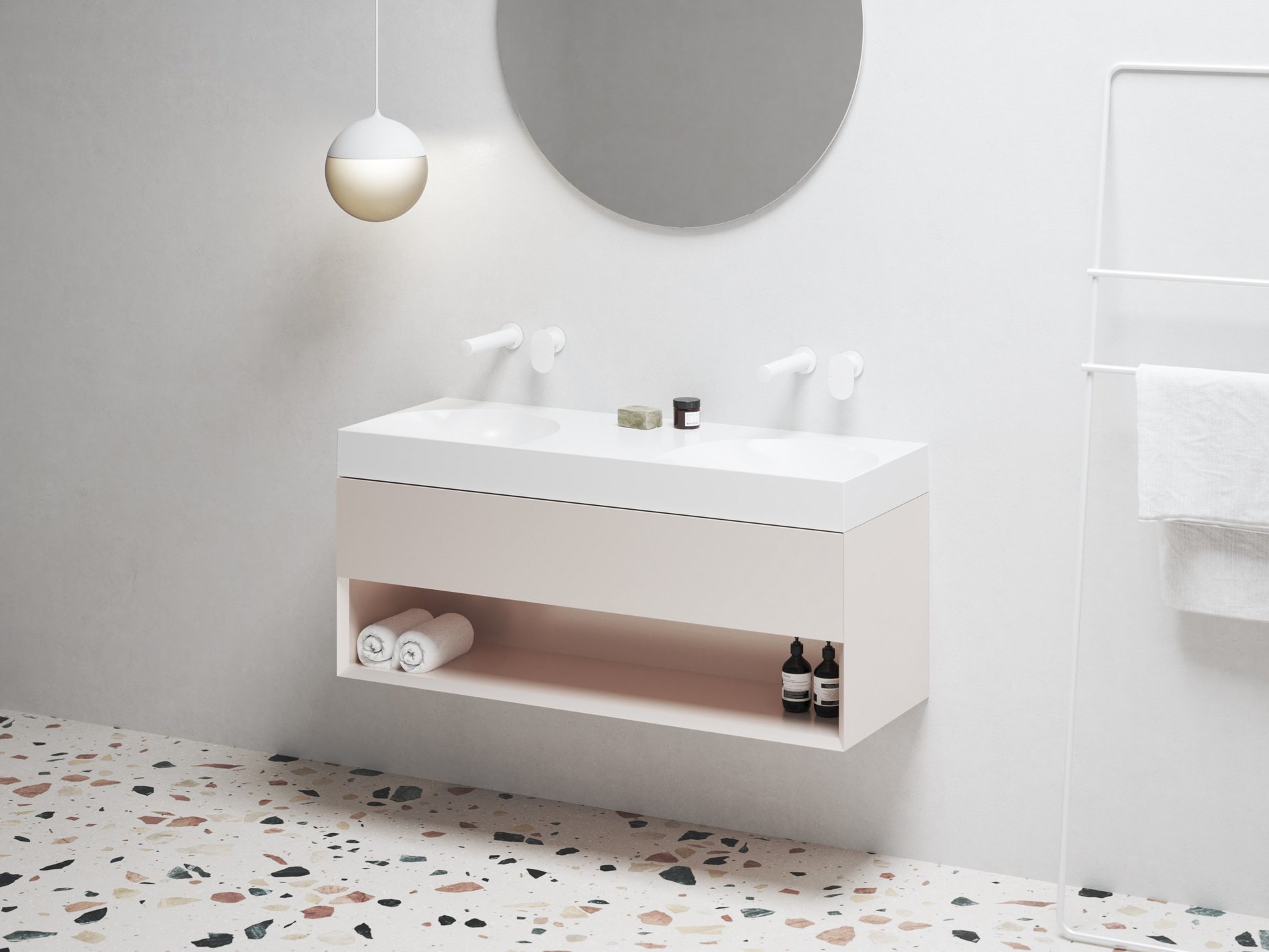 Ravak SD Lite 120 fürdőszobai szekrény mosdó alá Alabaster Pink – Mosdó alatti szekrények