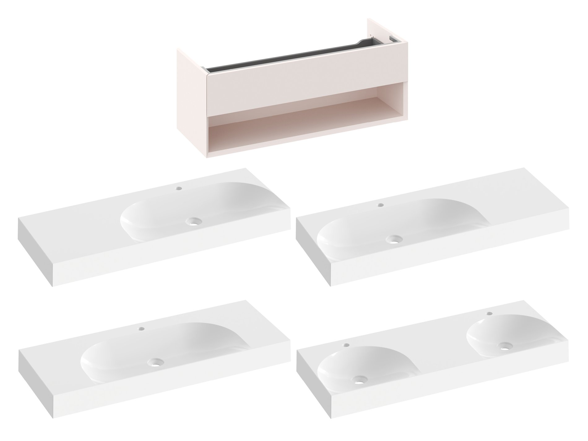 Ravak SD Lite 120 fürdőszobai szekrény mosdó alá Alabaster Pink – Rózsaszín, Mosdó alatti szekrények