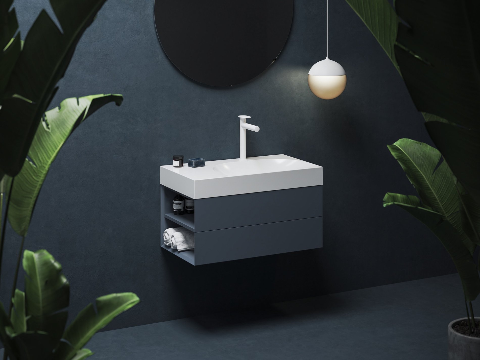 Ravak SD Lite 80 B fürdőszobai szekrény mosdó alá Deepsea Blue – Mosdó alatti szekrények