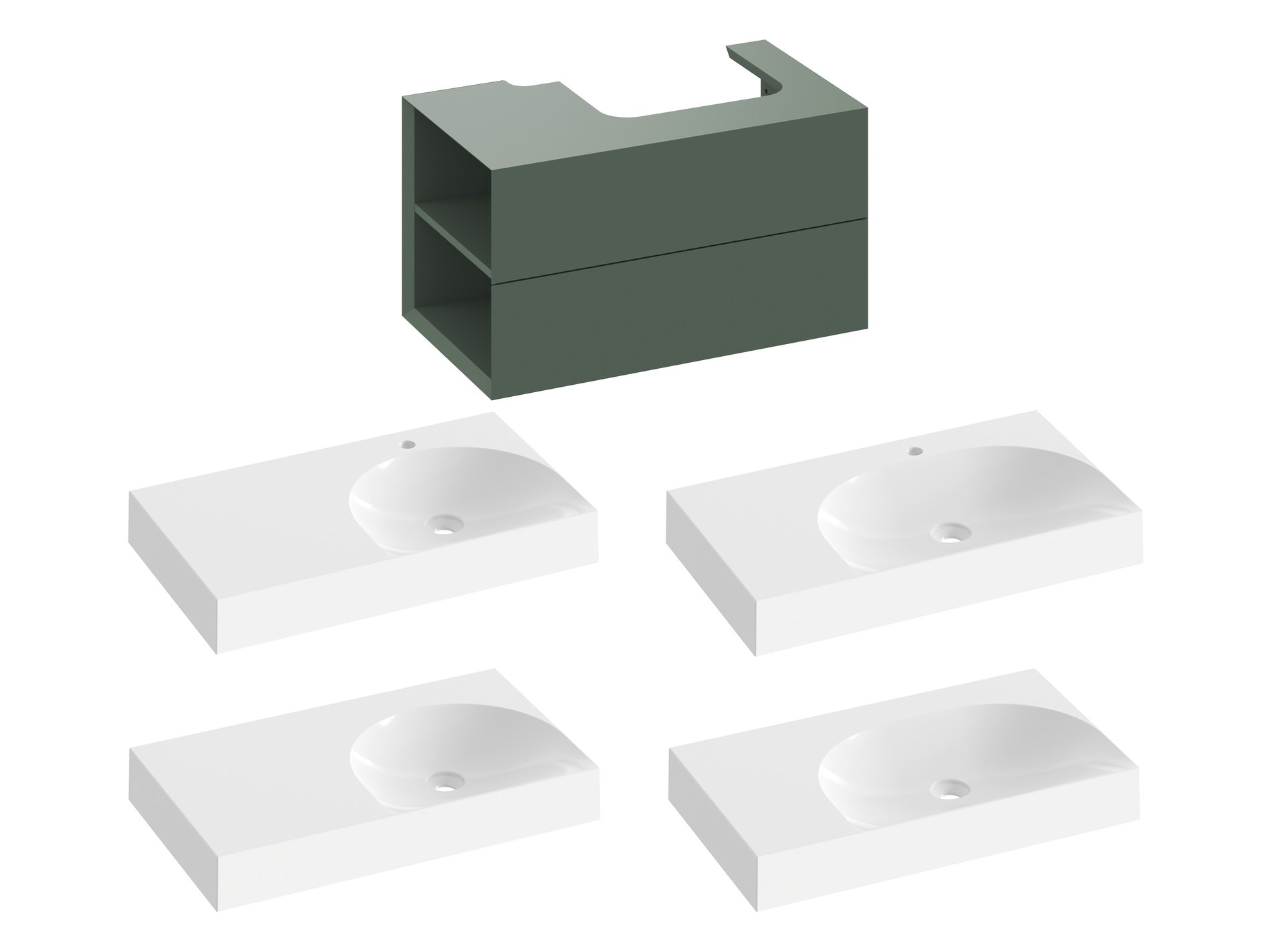 Ravak SD Lite 80 B fürdőszobai szekrény mosdó alá Grey Green – Zöld, Mosdó alatti szekrények