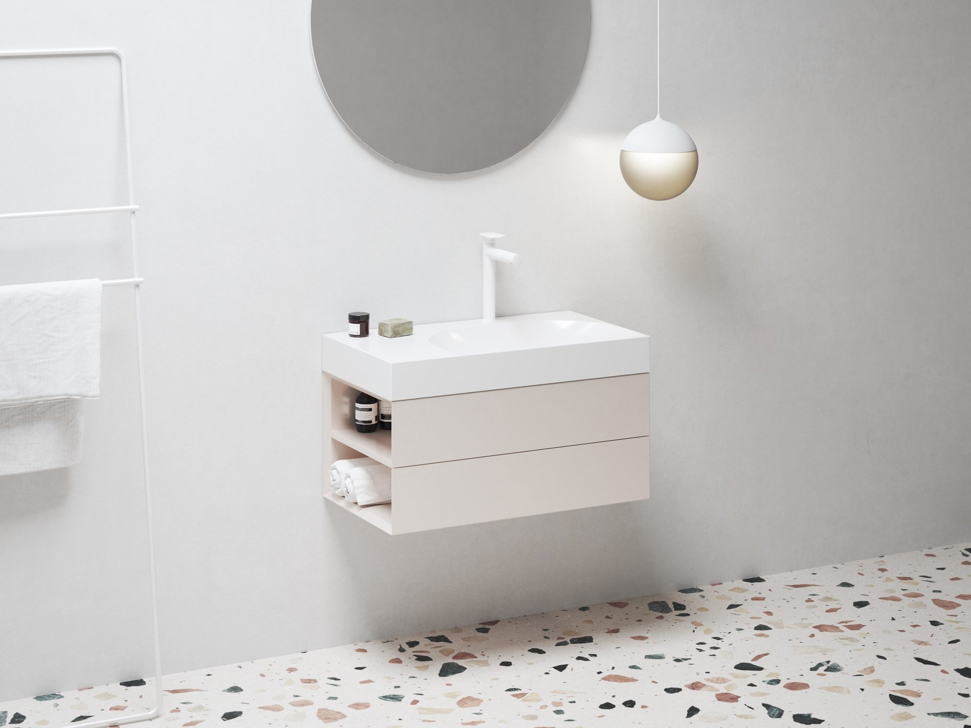 Ravak SD Lite 80 B fürdőszobai szekrény mosdó alá Alabaster Pink – Rózsaszín, Mosdó alatti szekrények