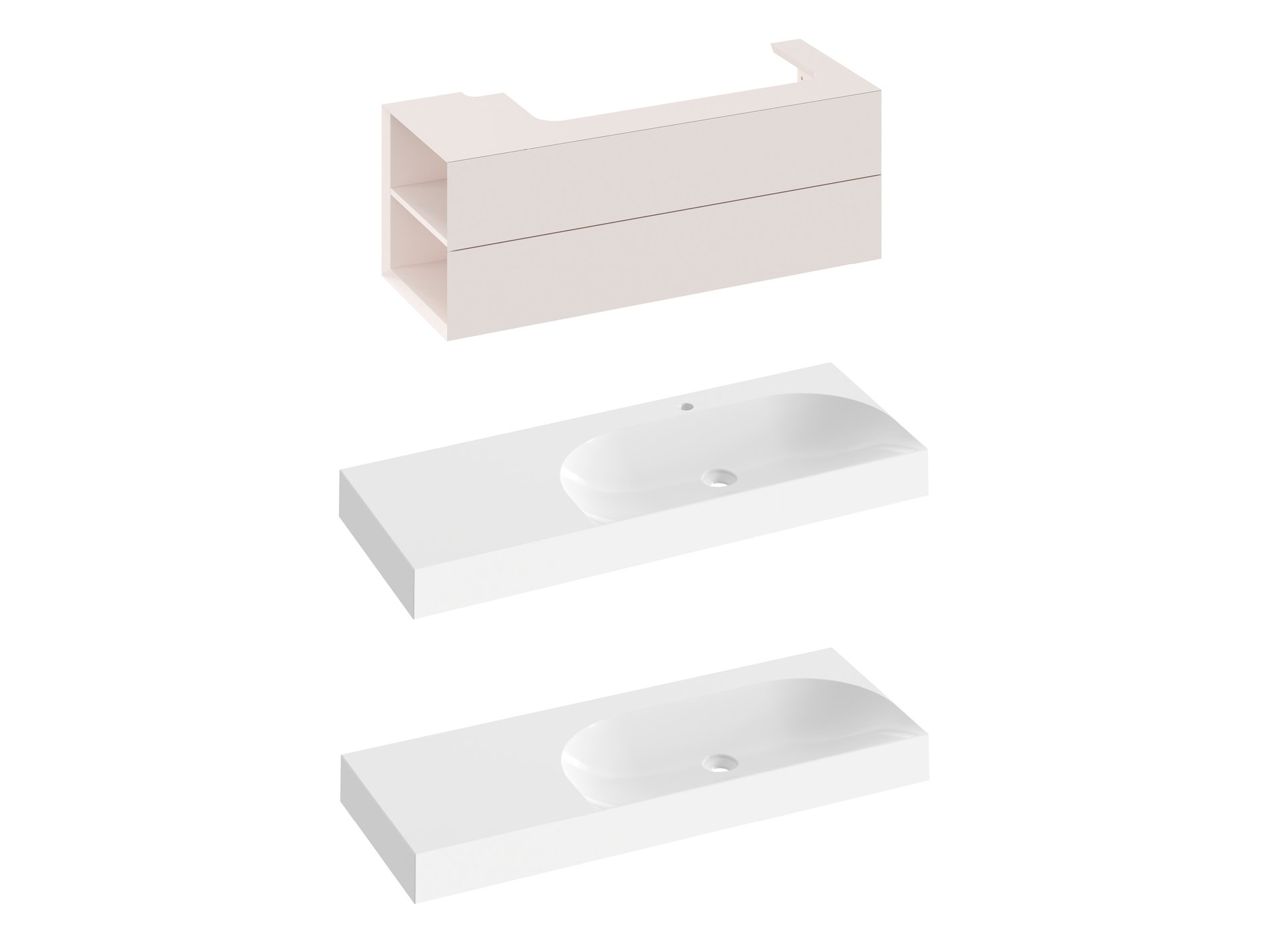 Ravak SD Lite 120 B fürdőszobai szekrény mosdó alá Alabaster Pink – Rózsaszín, Mosdó alatti szekrények
