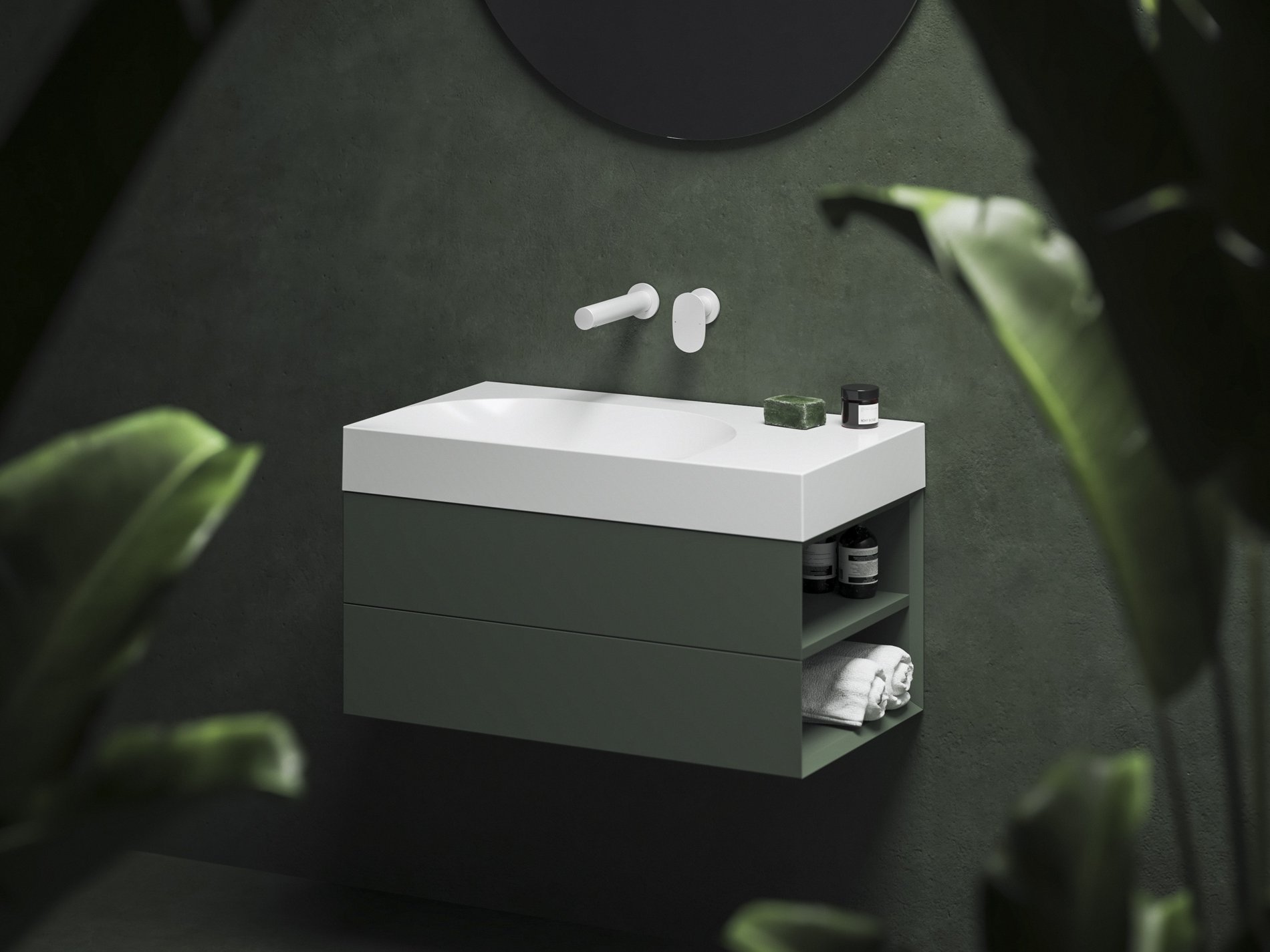 Ravak SD Lite 80 J fürdőszobai szekrény mosdó alá Grey Green – Mosdó alatti szekrények