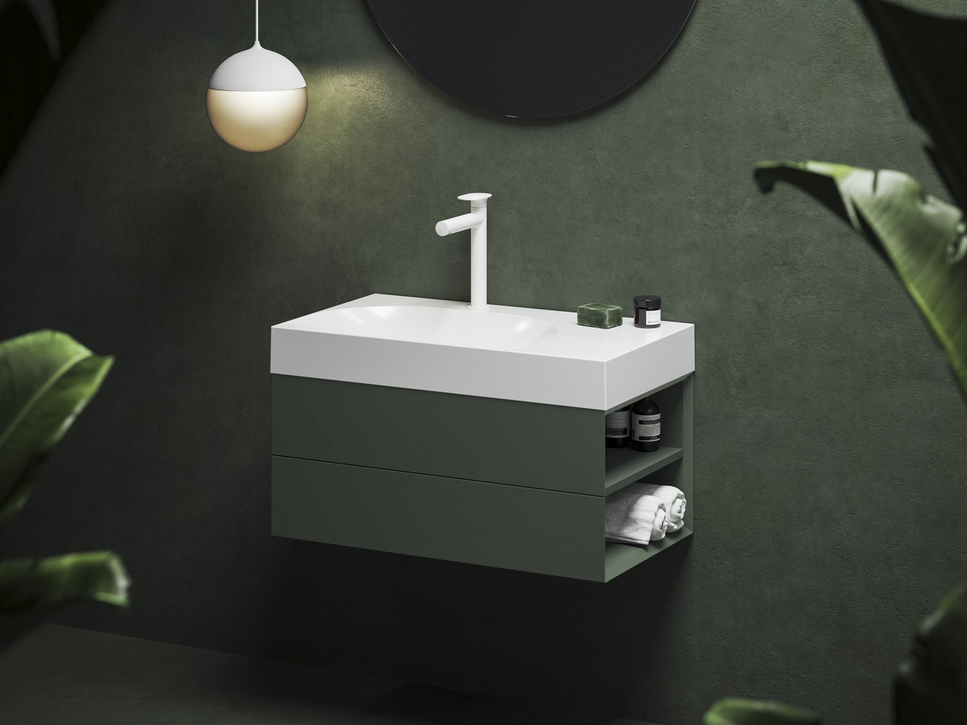 Ravak SD Lite 80 J fürdőszobai szekrény mosdó alá Grey Green – Zöld, Mosdó alatti szekrények