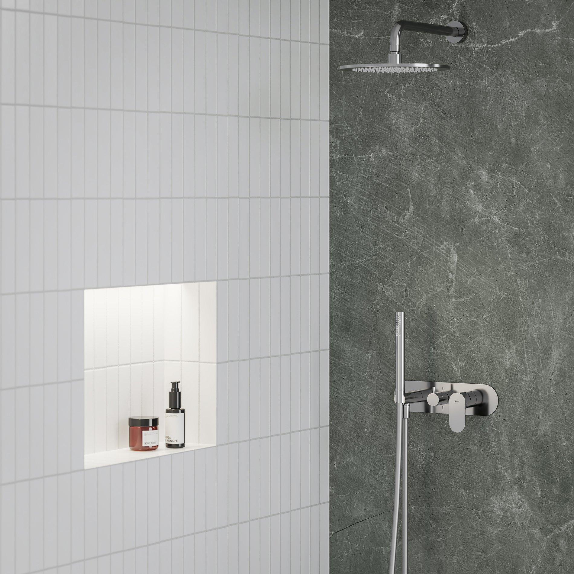 Ravak Eleganta falba süllyesztett csaptelep szettel, kétutas, belső egység nélkül EL 065.00CR.O2.RB07D. S, Chrome