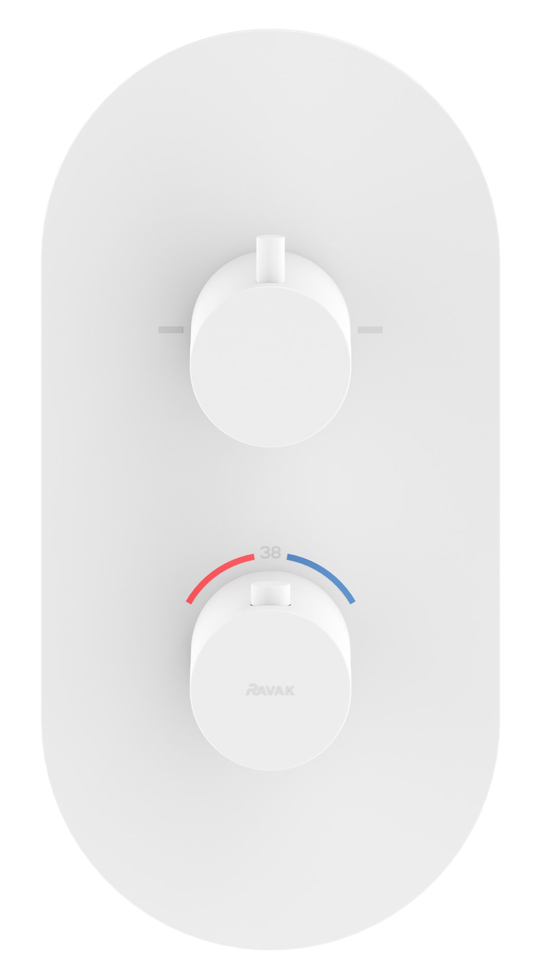 Ravak Espirit falba süllyesztett termosztátos csaptelep, kétutas, beslő egység nélkül ES 063.10WV.O2.RB07C, White Velvet
