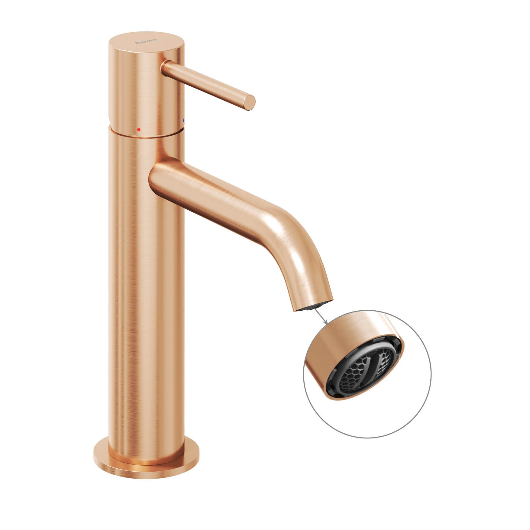 Ravak Espirit álló mosdócsaptelep 190 mm leeresztő nélkül ES 012.60RGB, rose gold – Rózsa arany, Mosdó csaptelepek