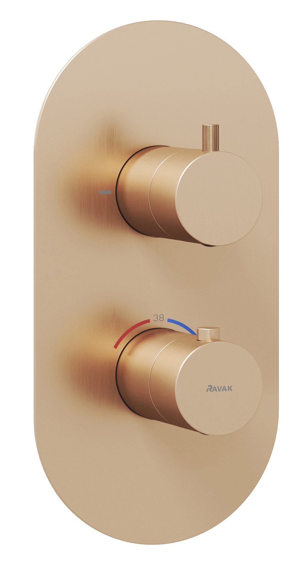Ravak Espirit falba süllyesztett termosztátos csaptelep, kétutas, beslő egység nélkül ES 063.60RGB.O2.RB07C, rose gold