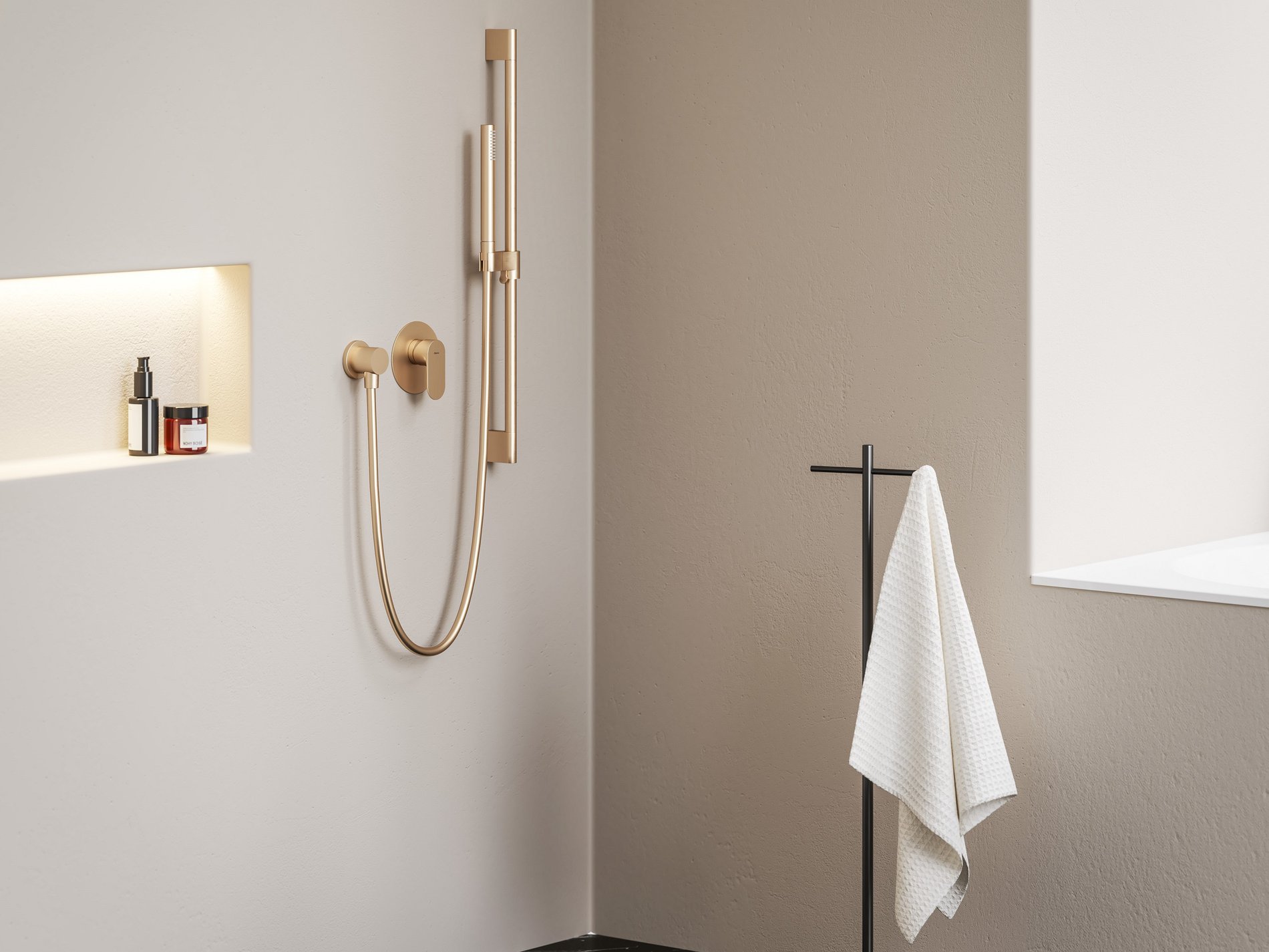 Ravak Eleganta falba szüllyesztett csaptelep, egyutas, belső egységgel EL 062.60RGB, rose gold – Kádcsaptelepek