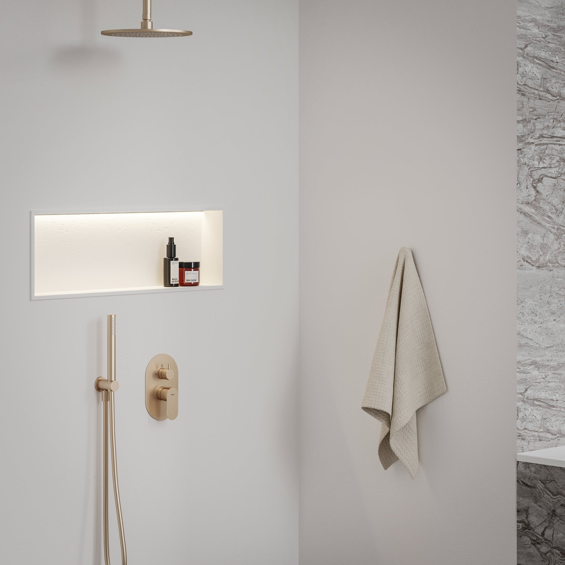 Ravak Eleganta falba süllyesztett csaptelep, kétutas, belső egység nélkül EL 065.60RGB.O2.RB07E, rose gold