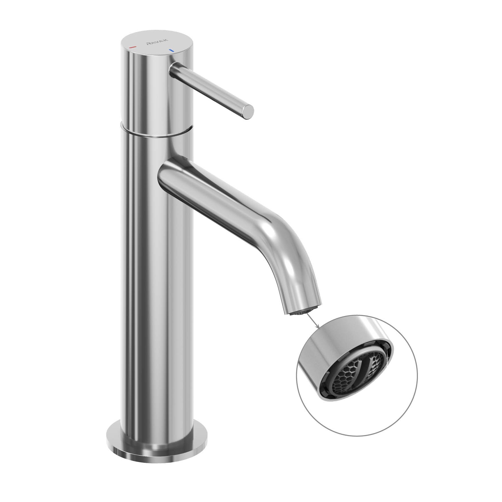 Ravak Espirit álló mosdócsaptelep BeCool 190 mm leeresztő nélkül ES 012.01CR, Chrome – Króm, Mosdó csaptelepek