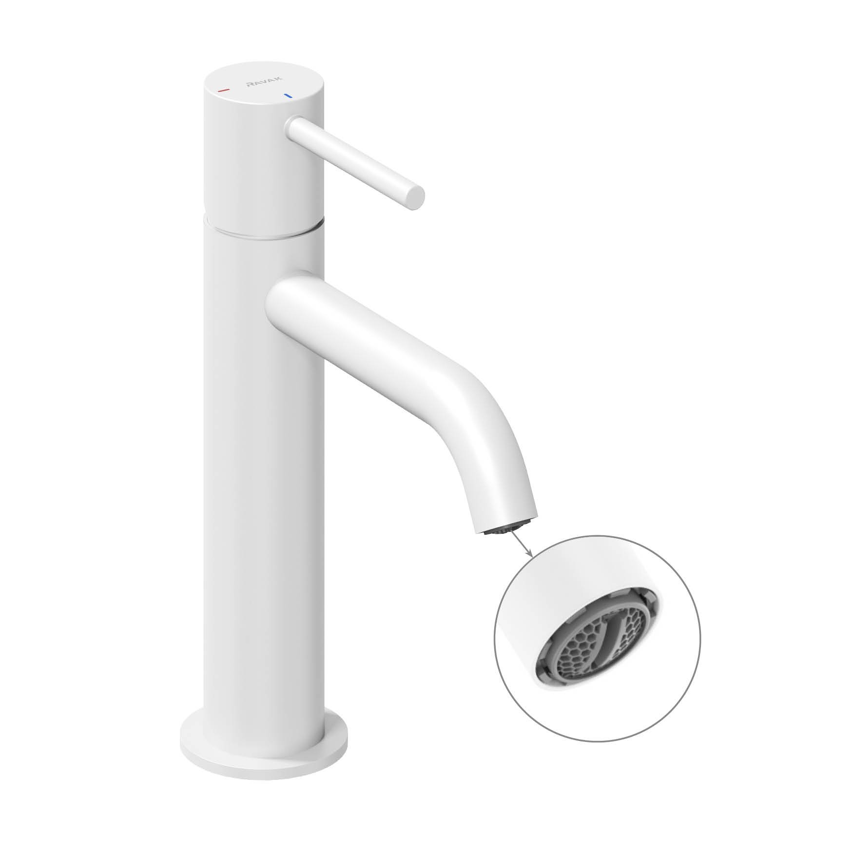 Ravak Espirit álló mosdócsaptelep BeCool 190 mm leeresztő nélkül ES 012.11WV, White Velvet – Fehér, Mosdó csaptelepek