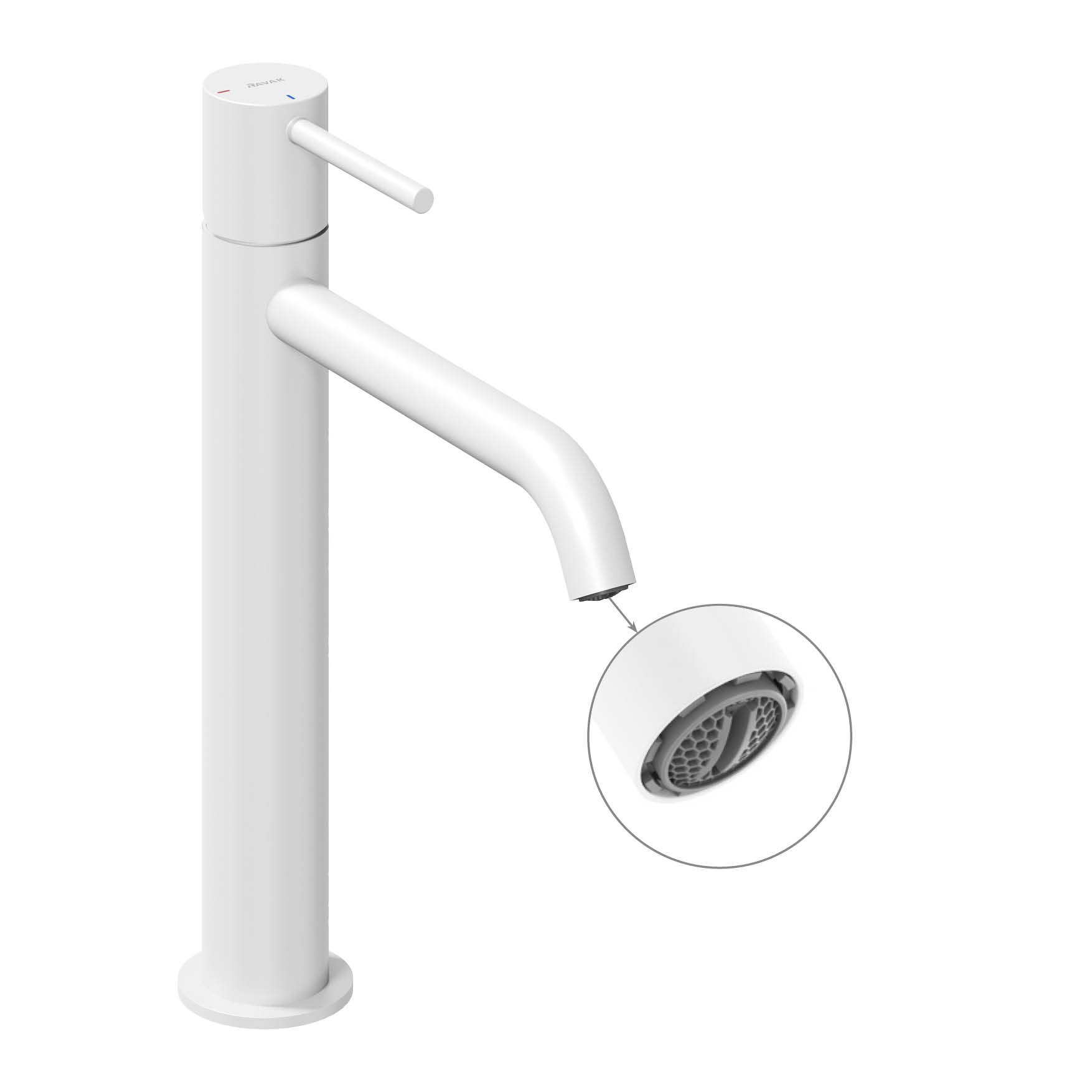 Ravak Espirit álló mosdócsaptelep BeCool 250 mm leeresztő nélkül ES 014.11WV, White Velvet – Fehér, Mosdó csaptelepek