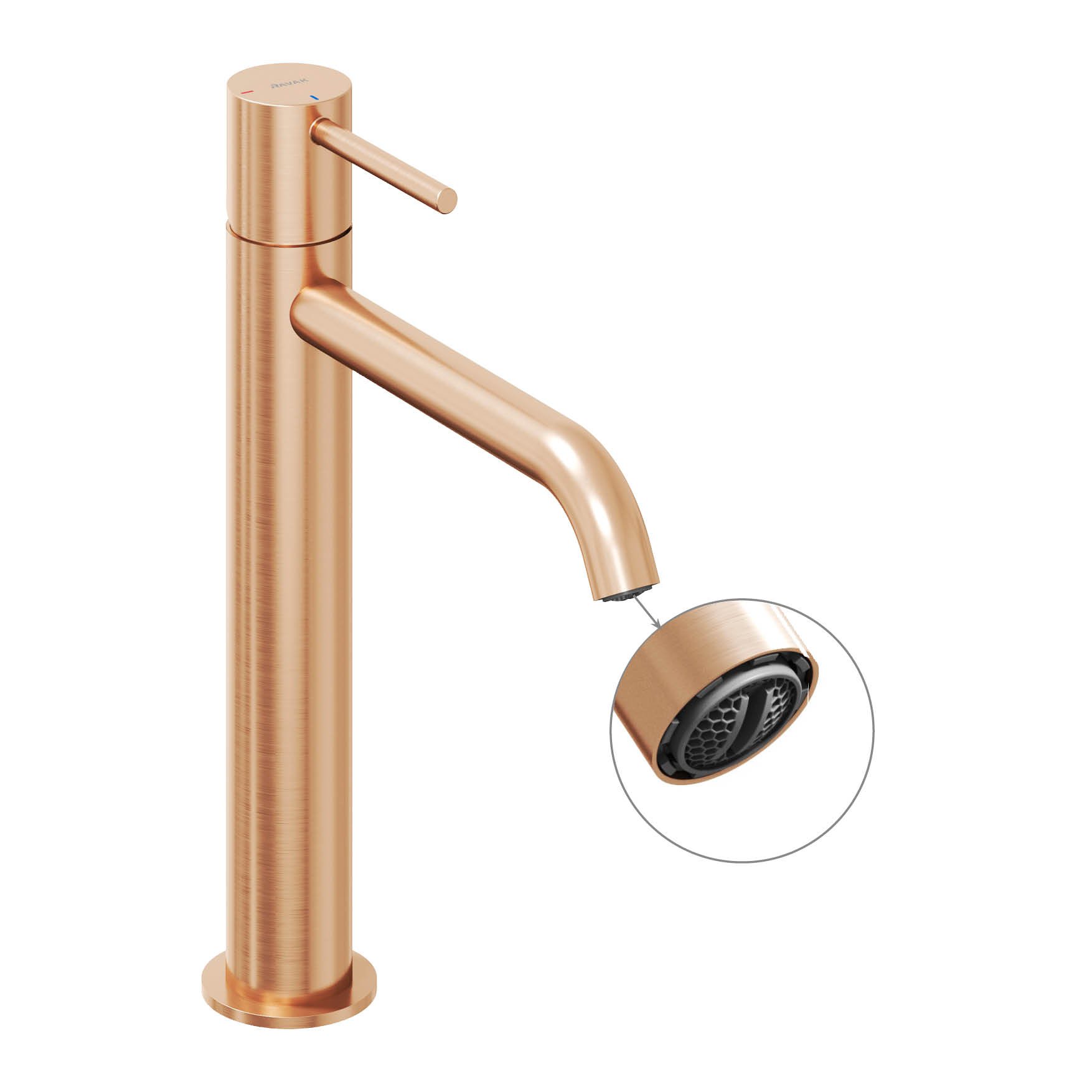 Ravak Espirit álló mosdócsaptelep BeCool 250 mm leeresztő nélkül ES 014.61RGB, rose gold – Rózsa arany, Mosdó csaptelepek