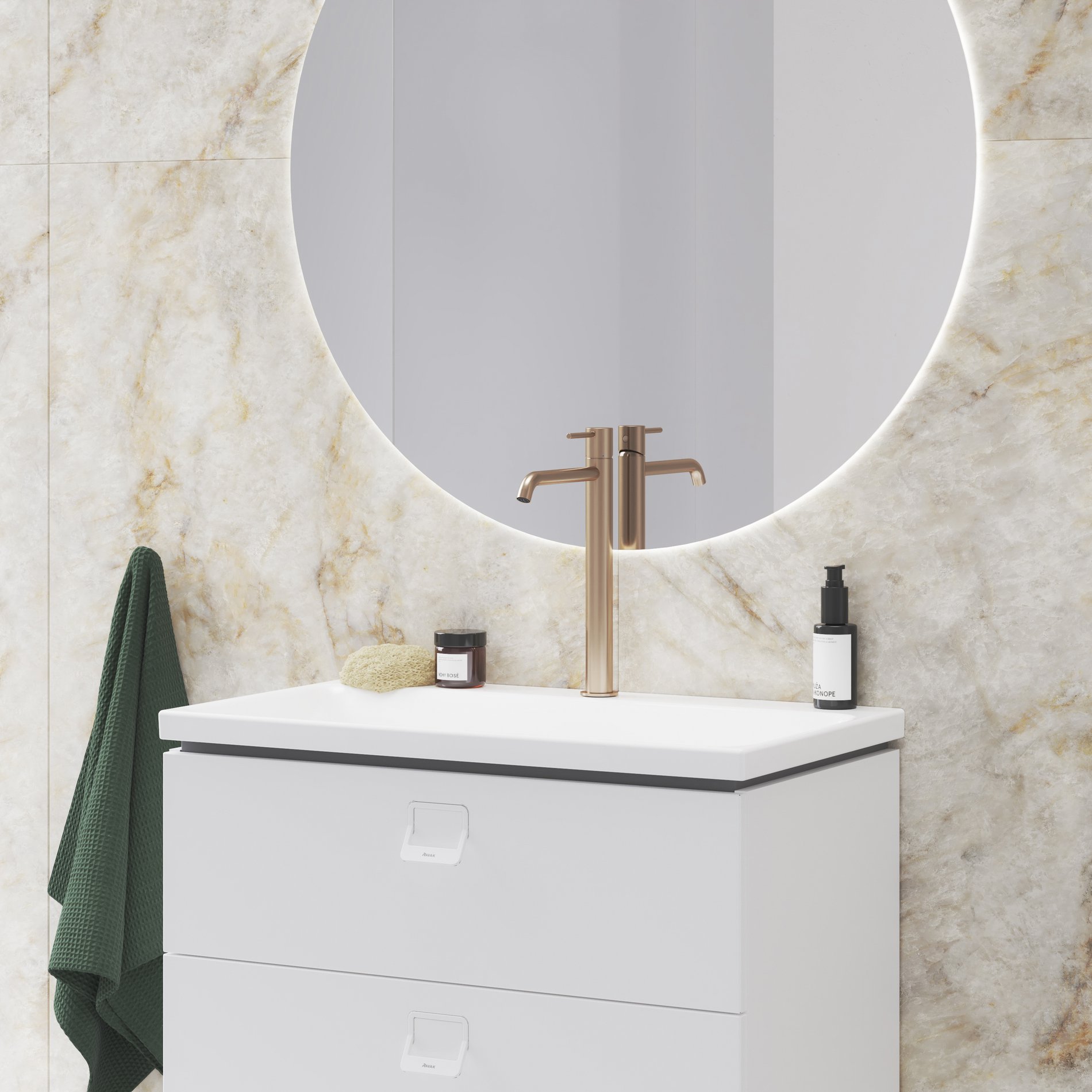 Ravak Espirit álló mosdócsaptelep BeCool 250 mm leeresztő nélkül ES 014.61RGB, rose gold – Rózsa arany, Mosdó csaptelepek