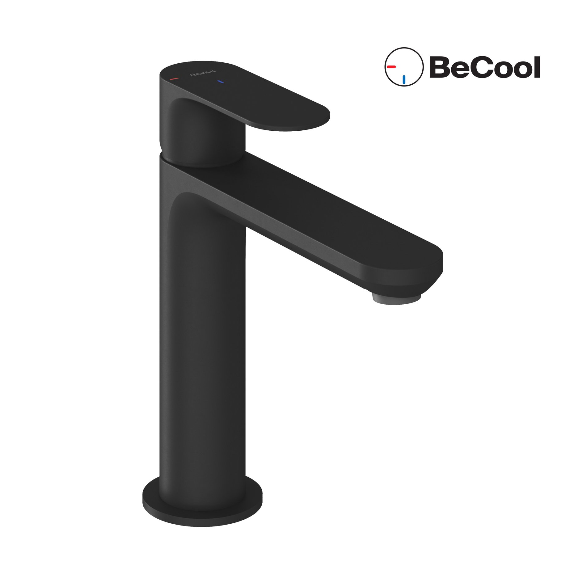 Ravak Eleganta álló mosdócsaptelep BeCool 174 mm leeresztő nélkül EL 012.21BLM, matt fekete – Mosdó csaptelepek