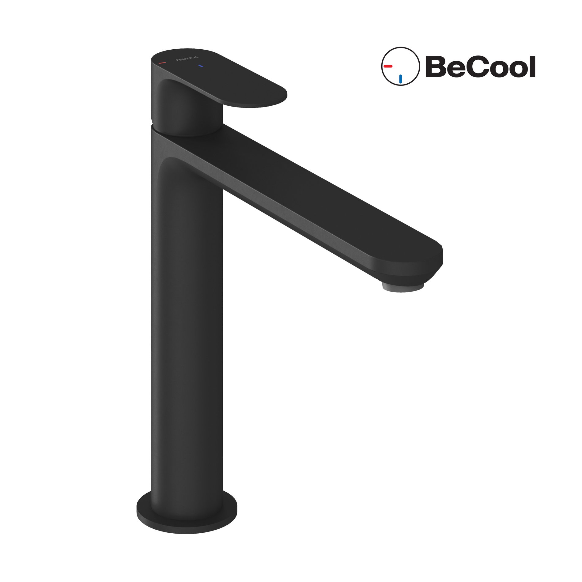 Ravak Eleganta álló mosdócsaptelep BeCool 220 mm leeresztő nélkül EL 014.21BLM, matt fekete – Mosdó csaptelepek